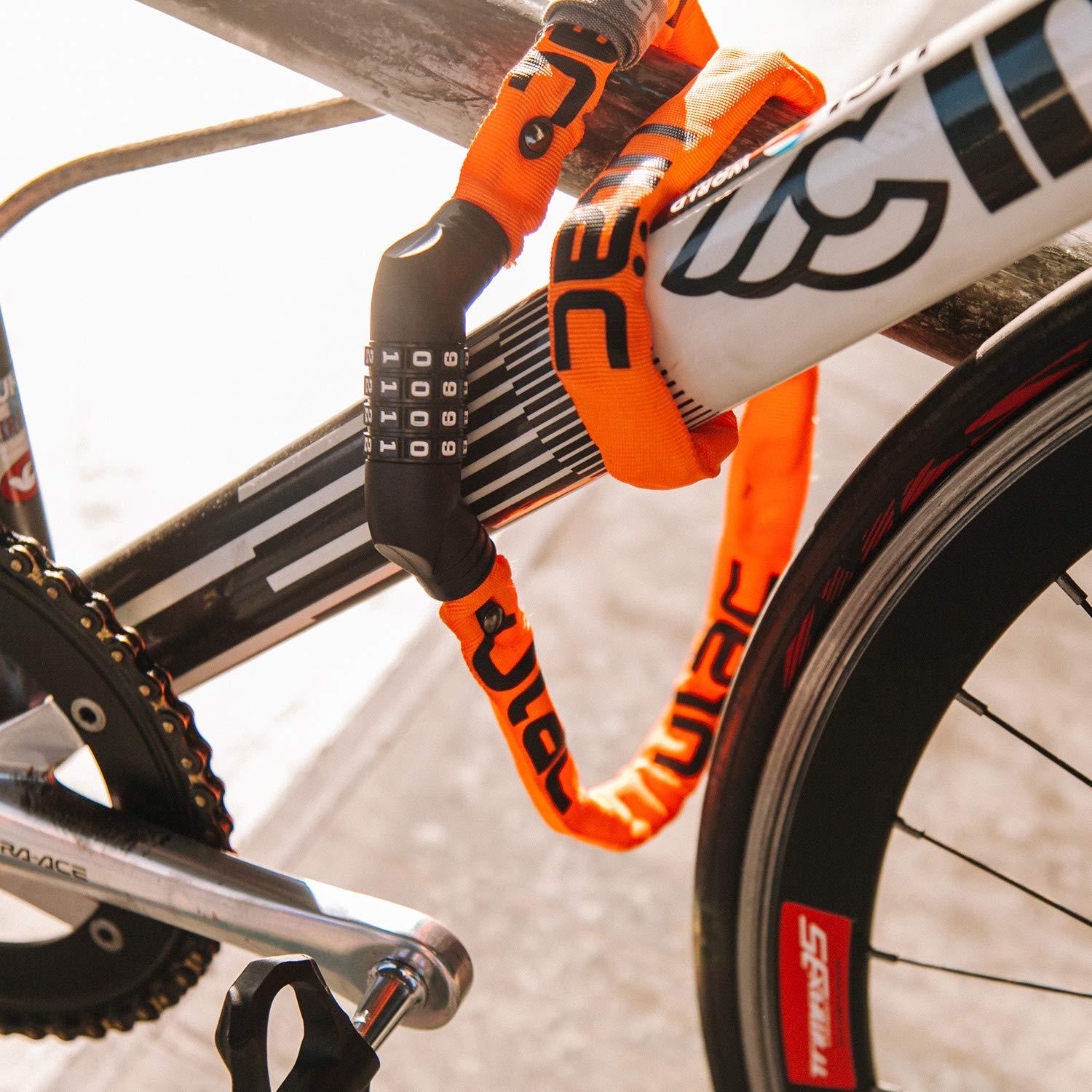 ULAC ULAC Street Fighter Neo Chain Lock Combo, Resettable 4-Digit Combination Anti-Theft Bicycle Lock (Grey)