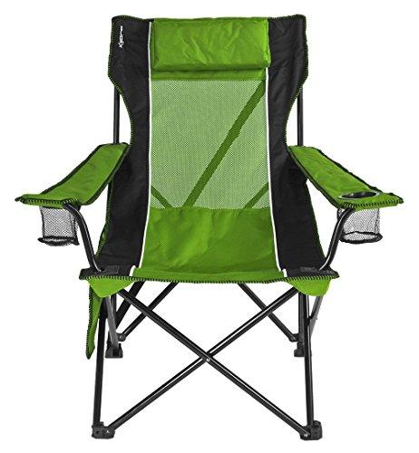 Kijaro Kijaro Sling Folding Camping Chair - Enjoy the Outdoors in this Outdoor Chair with a Built-in Cup Holders and Side Organizer - Includes a Detachable Pillow - Ireland Green