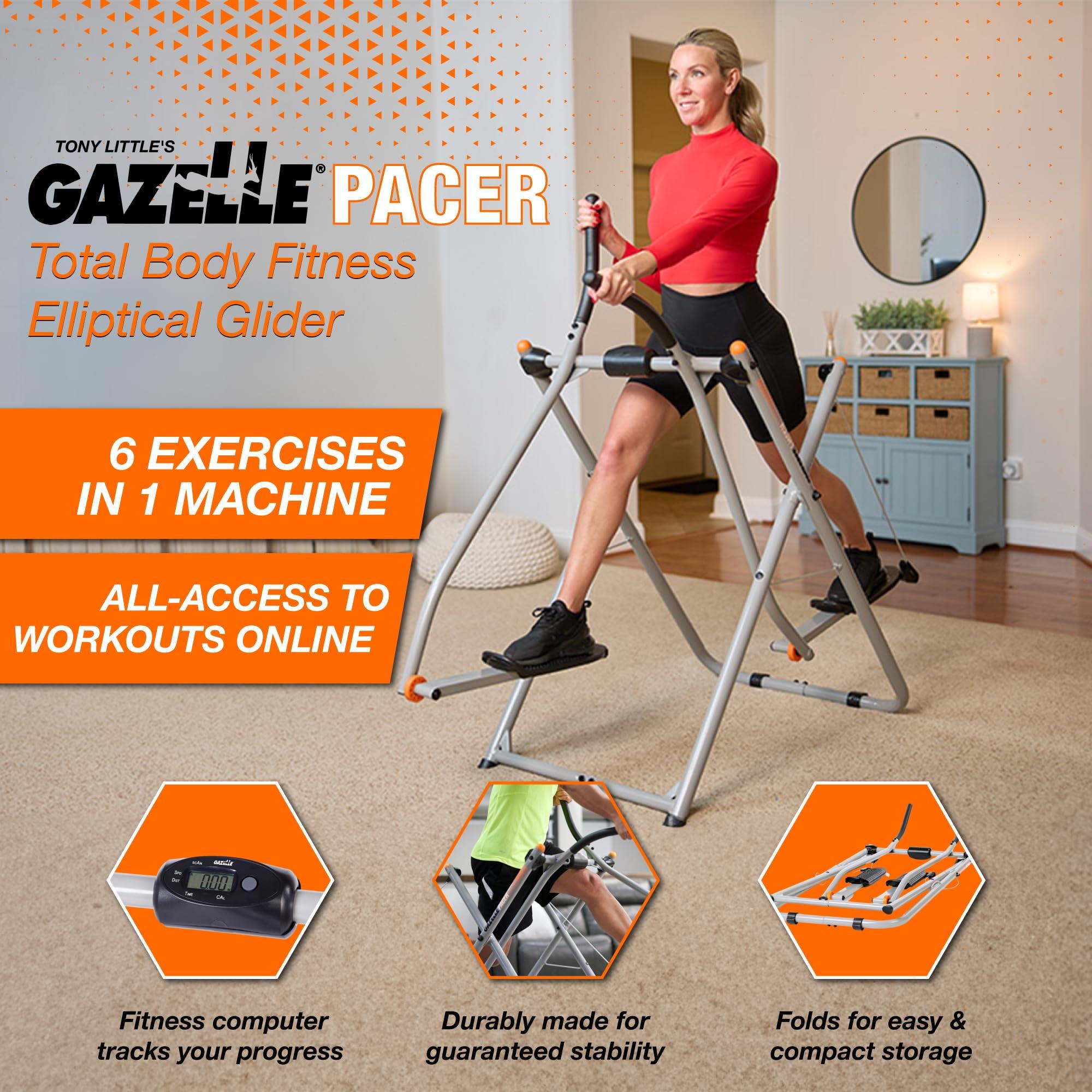 Gazelle Gazelle Glider Elliptical Hybrid Exercise Machine for Home Gym, Pacer or Sprinter Model - Low-Impact Cardio & Strength Training, Total Body Workout, Foldable Steel Frame, Fitness Tracker Computer