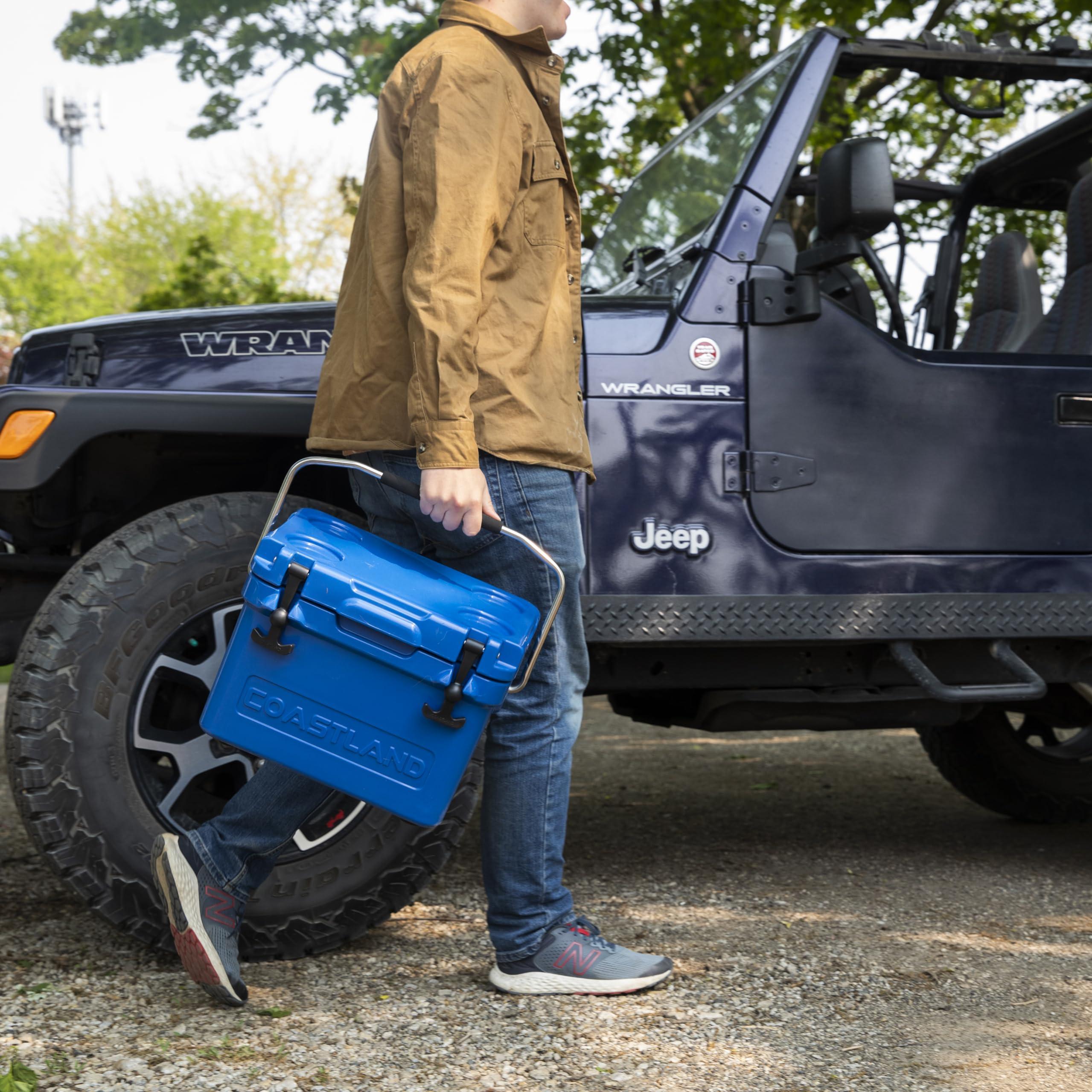 COASTLAND Coastland Bay Series Cooler Premium Everyday Use Insulated Rotomolded Cooler, Small Ice Chest for Tight Spaces, Soccer Games, & Tailgates, Blue, 15 QT