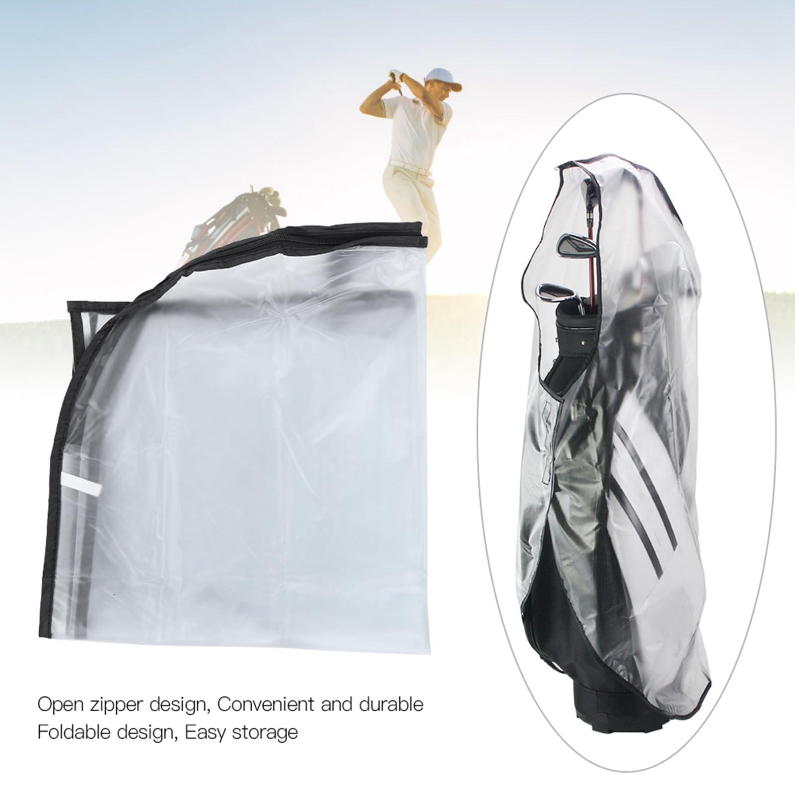 PerGar Golf Bag Rain Hood, Waterproof Golf Bag Rain Cover with Clear PVC, Golf Bag Rain Protection Cover for Golf Push Carts, Heavy Duty Club Bags Raincoat for Golfer