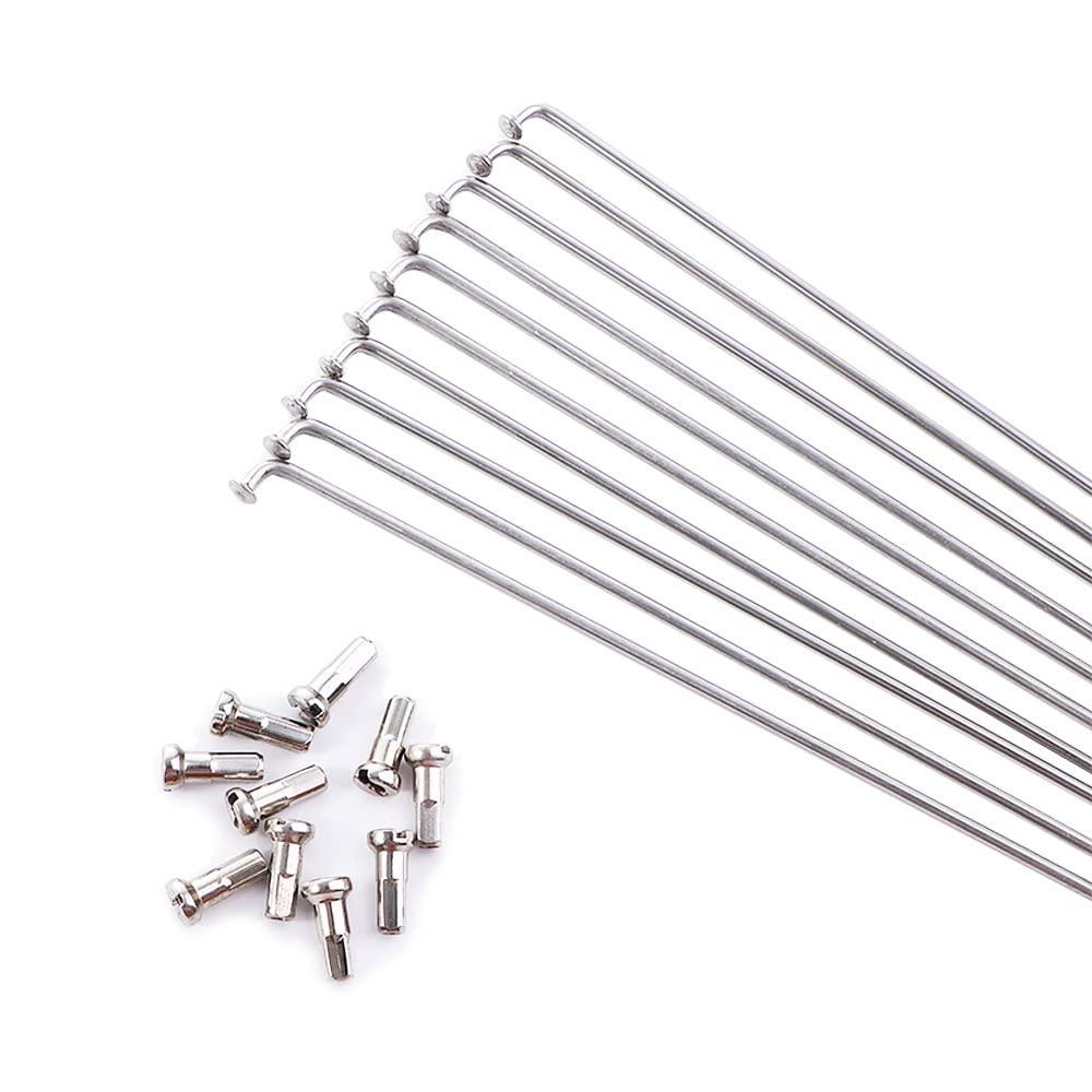 Vctitil Vctitil 10 Pcs 245mm-305mm 14G Bicycle Spokes Stainless Steel Spokes and Nipples Bike Spokes for Mountain Bike Road Bike Electric Bike 700C Wheels(278MM)