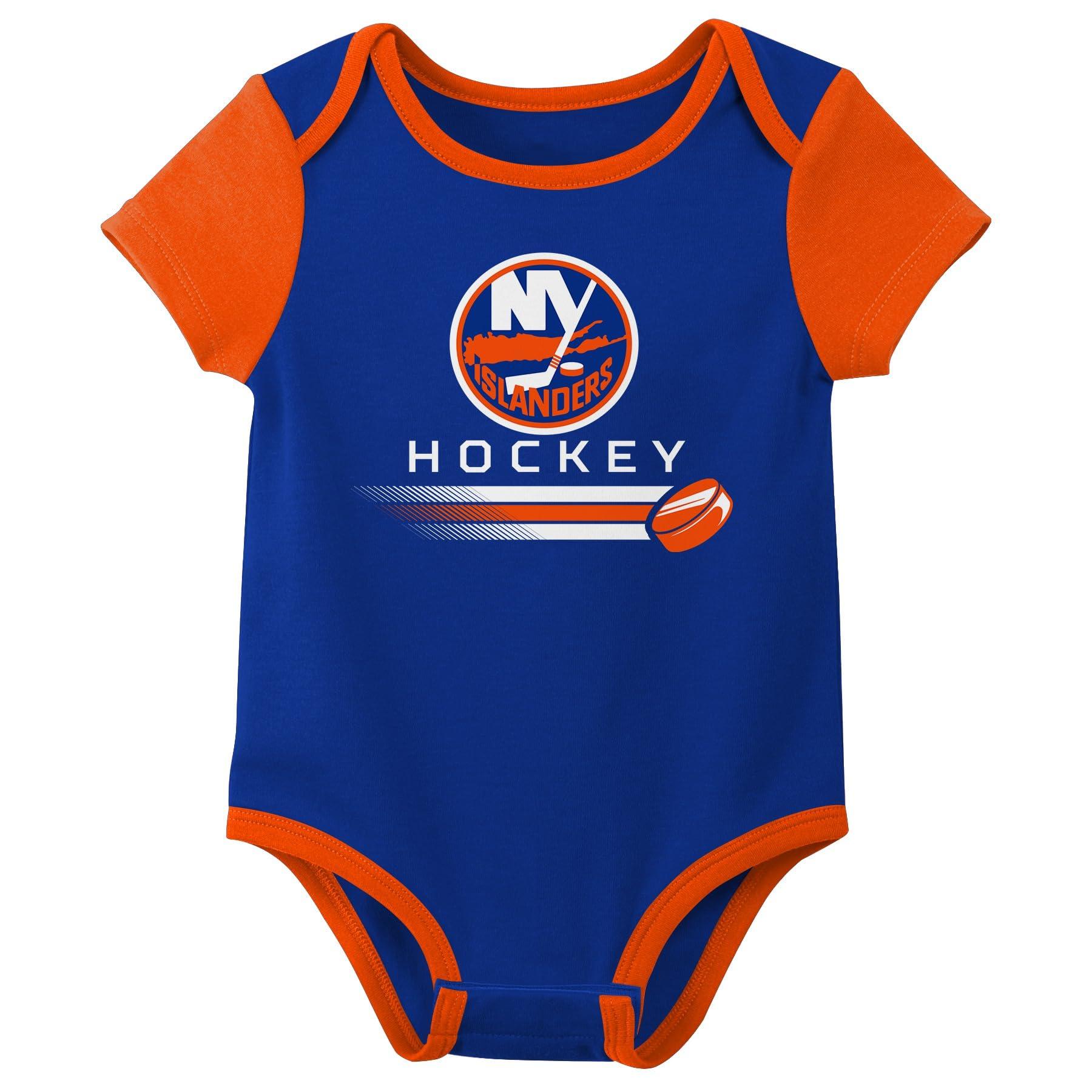 Outerstuff Outerstuff NHL Newborn Baby and Infant Short Sleeve Bodysuit Variety 3-Pack - New York Islanders, 3-6M