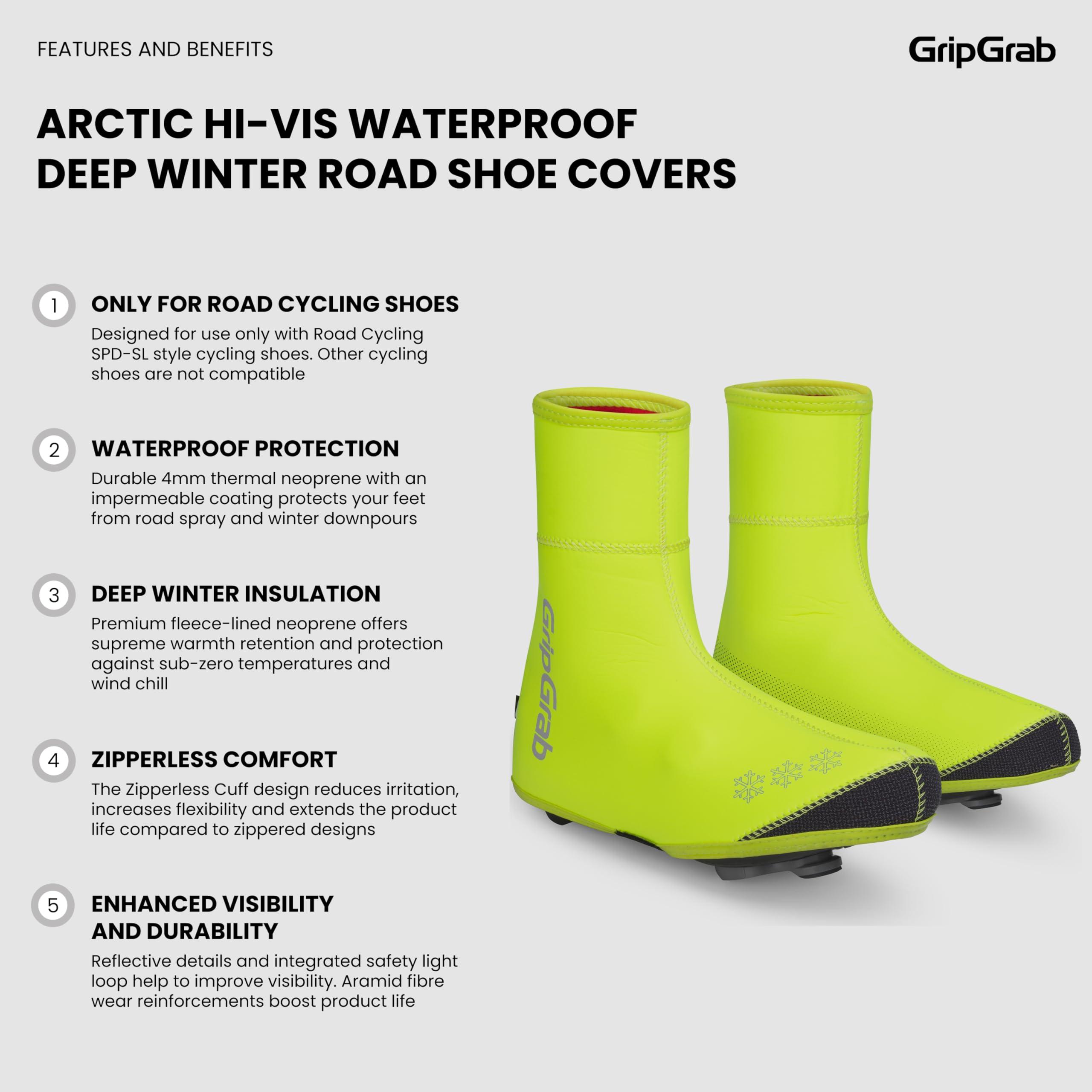 GripGrab GripGrab Arctic Waterproof Deep Winter Road Cycling Shoe Covers Fleece Lined Thermal Cycling Road Bike Shoe Covers Waterproof Overshoes