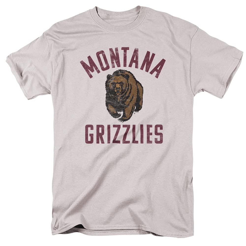 University of Montana University of Montana Official Grizzlies Logo Unisex Adult T-Shirt, Silver, Large