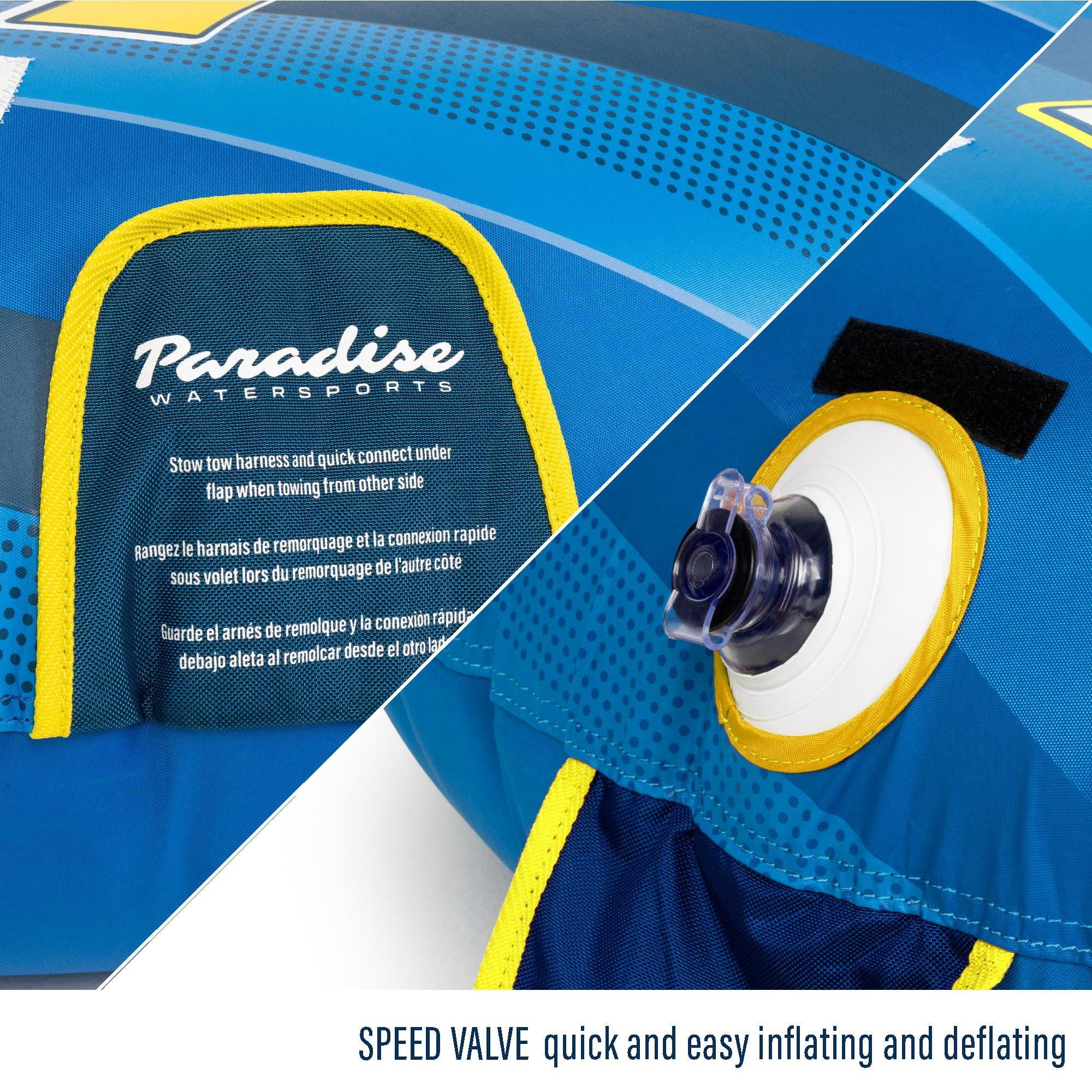 NorEast Outdoors NorEast Outdoors Paradise Water Sports - Oasis Towable Tube for Boating - 1 Rider, Blue/Yellow