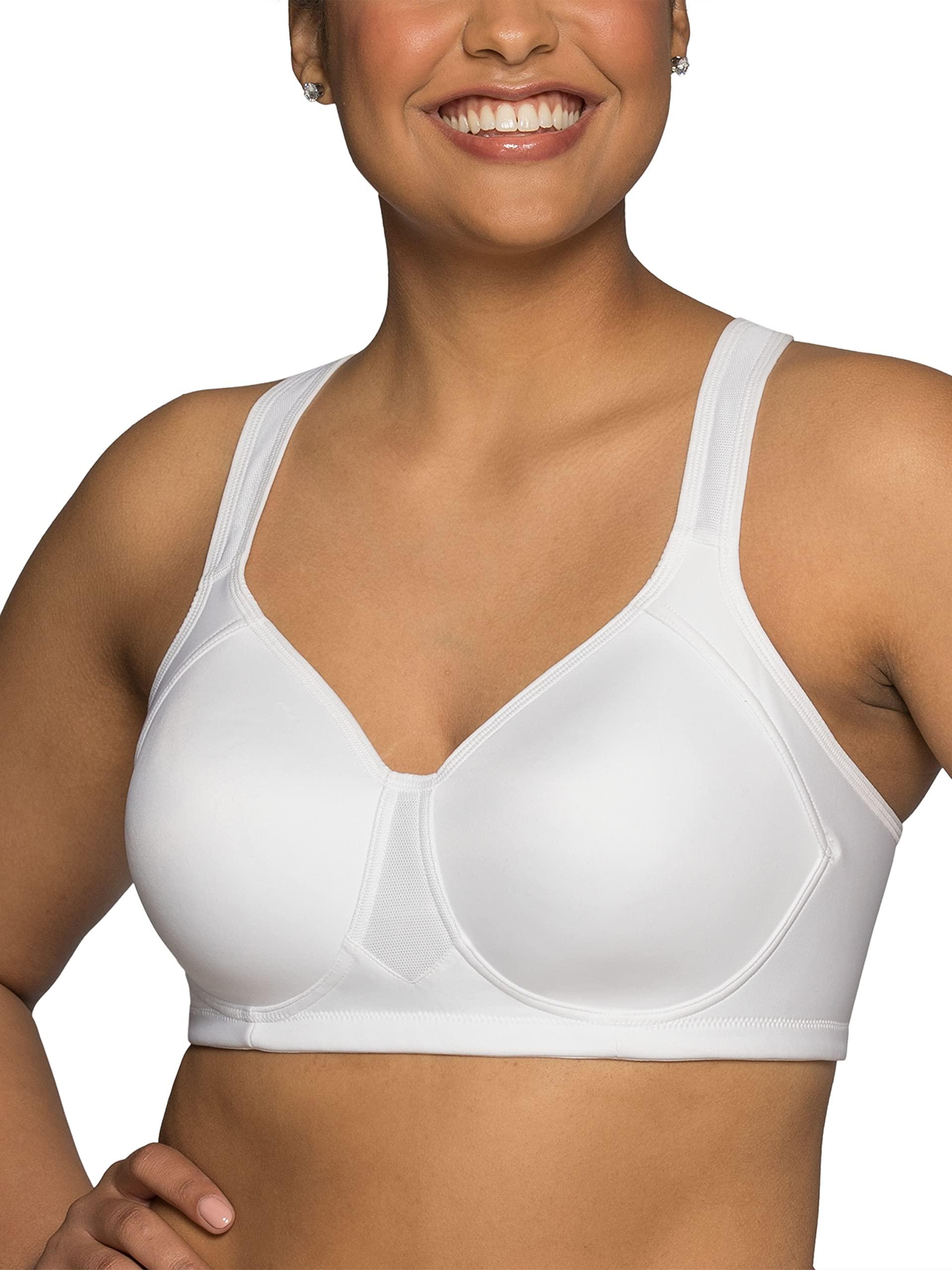 Vanity Fair Vanity Fair womens Wireless Medium Impact Plus Size Padded Sports (36c-44ddd) Bra, Wireless - White, 44DDD US