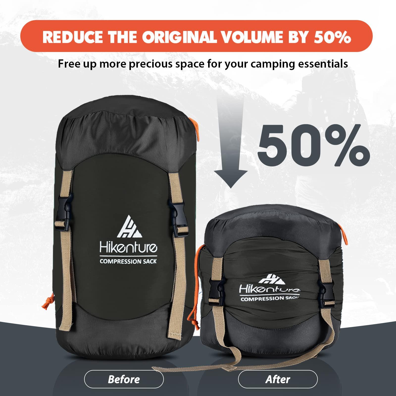 Hikenture Hikenture Compression Sack for Sleeping Bag, Upgrade Anti-Tear Nylon Sleeping Bag Stuff Sack, 10L/14L/20L/30L Water-Resistant Compression Bag, Storage Bag (Dark Green, 20L)