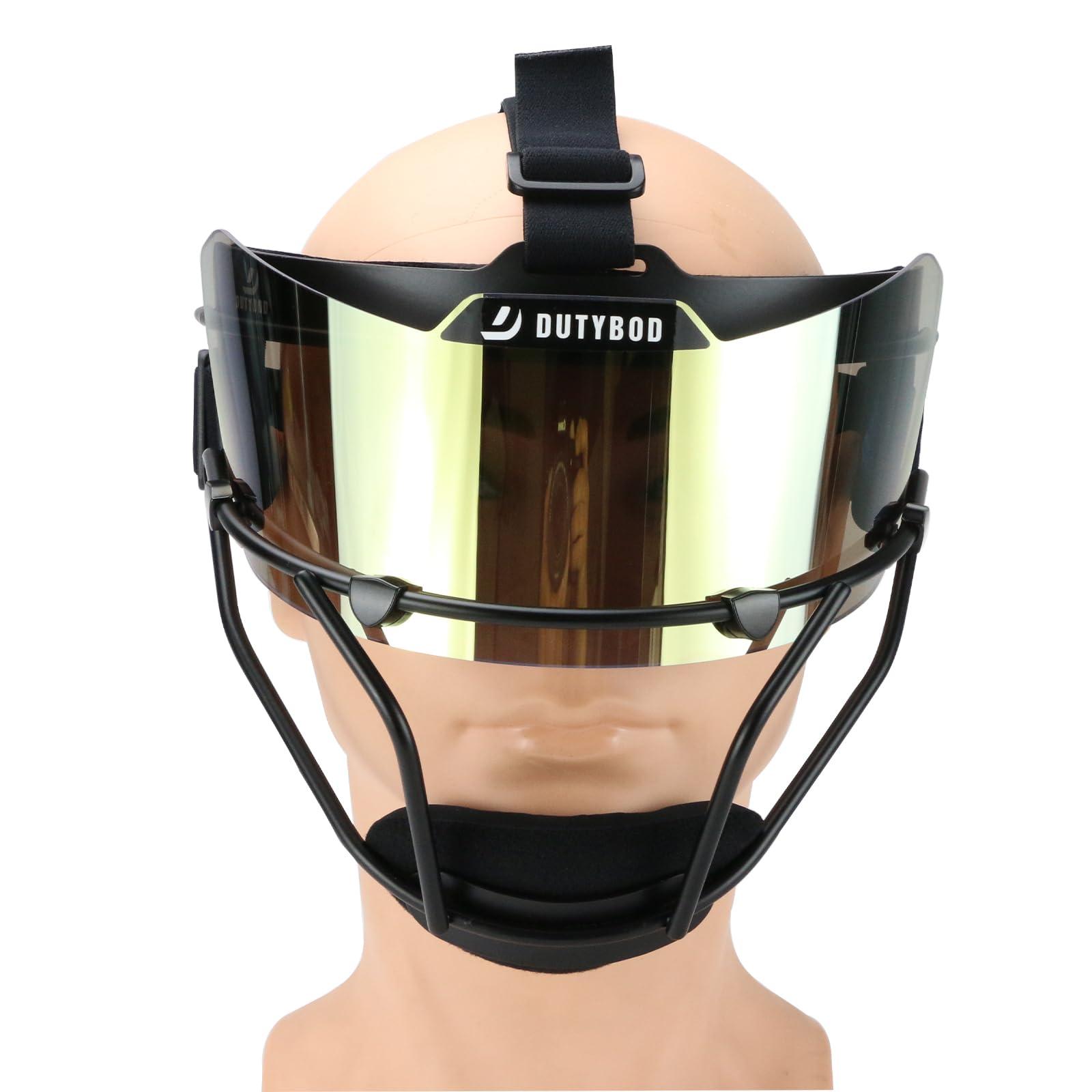 DUTYBOD DUTYBOD Softball Face Mask Softball mask Visor Lightweight and Comfortable with Wide Field Vision fit All Ages - Durable and Safety Softball Face Mask Sets (Black-Gold)