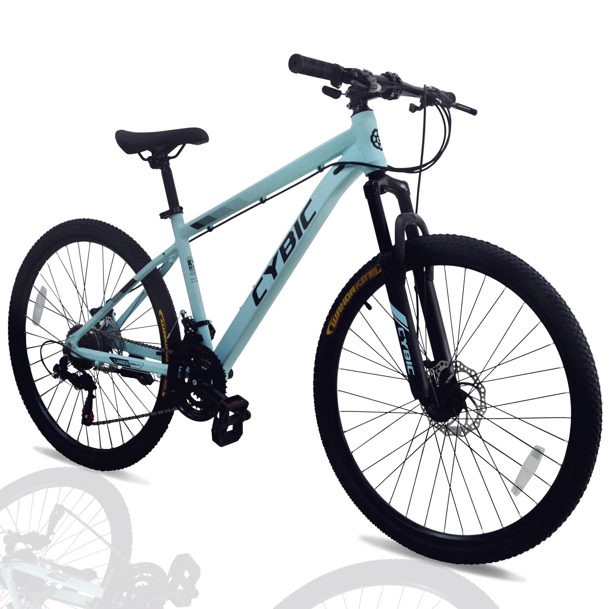 CYBIC CYBIC Mountain Bike 24/26in, 21-Speed Disc, Front Suspension Mountain Bike, Youth/Adult Mens Womens Commuter City Snow Bicycles (Blue, 26inch)