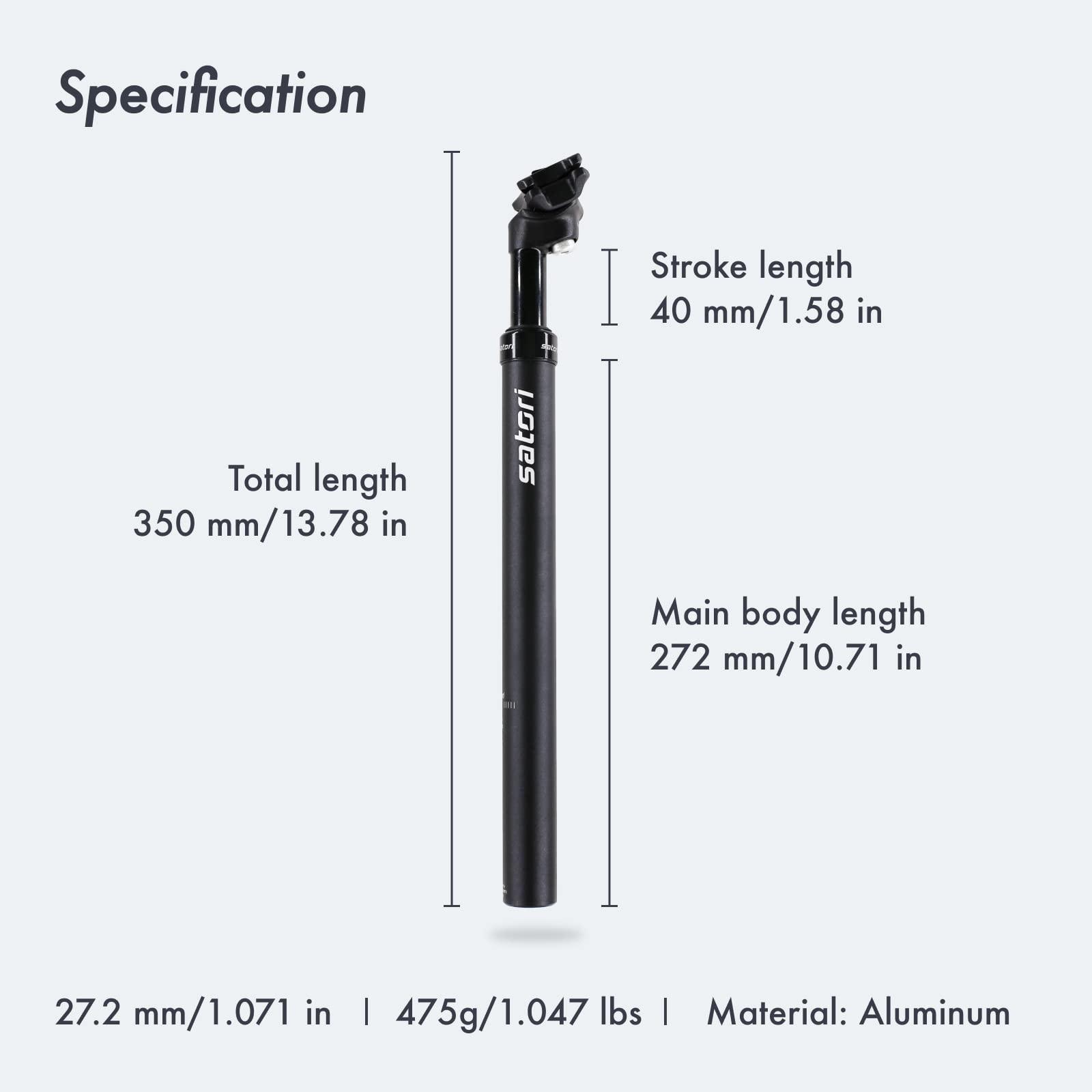 DJC Components DJC Satori Bike Suspension Seatpost Shock Absorber Damper Seat Post 27.2 28.6 30 30.4 30.9 31.6mm Solo(30mm black)