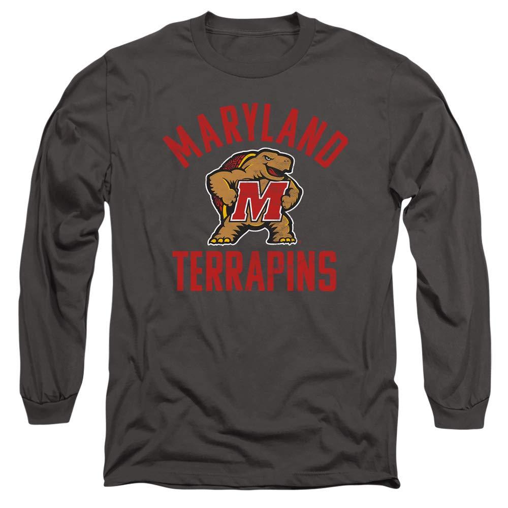 University of Maryland University of Maryland Official UMD Terrapin Logo Unisex Adult Long-Sleeve T Shirt,Charcoal, Small