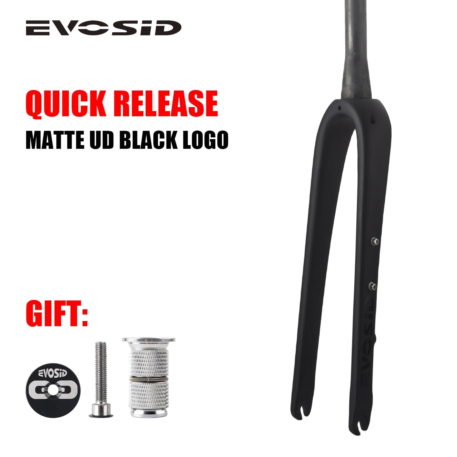 EVOSID EVOSID Gravel Fork Full Carbon Fiber Road Bicycle Fork 28.6mm Disc Brake Bike Fork 700 * 45C Thru Axle 12X100mm V Brake Hard Fork (QR Carbon Fork)