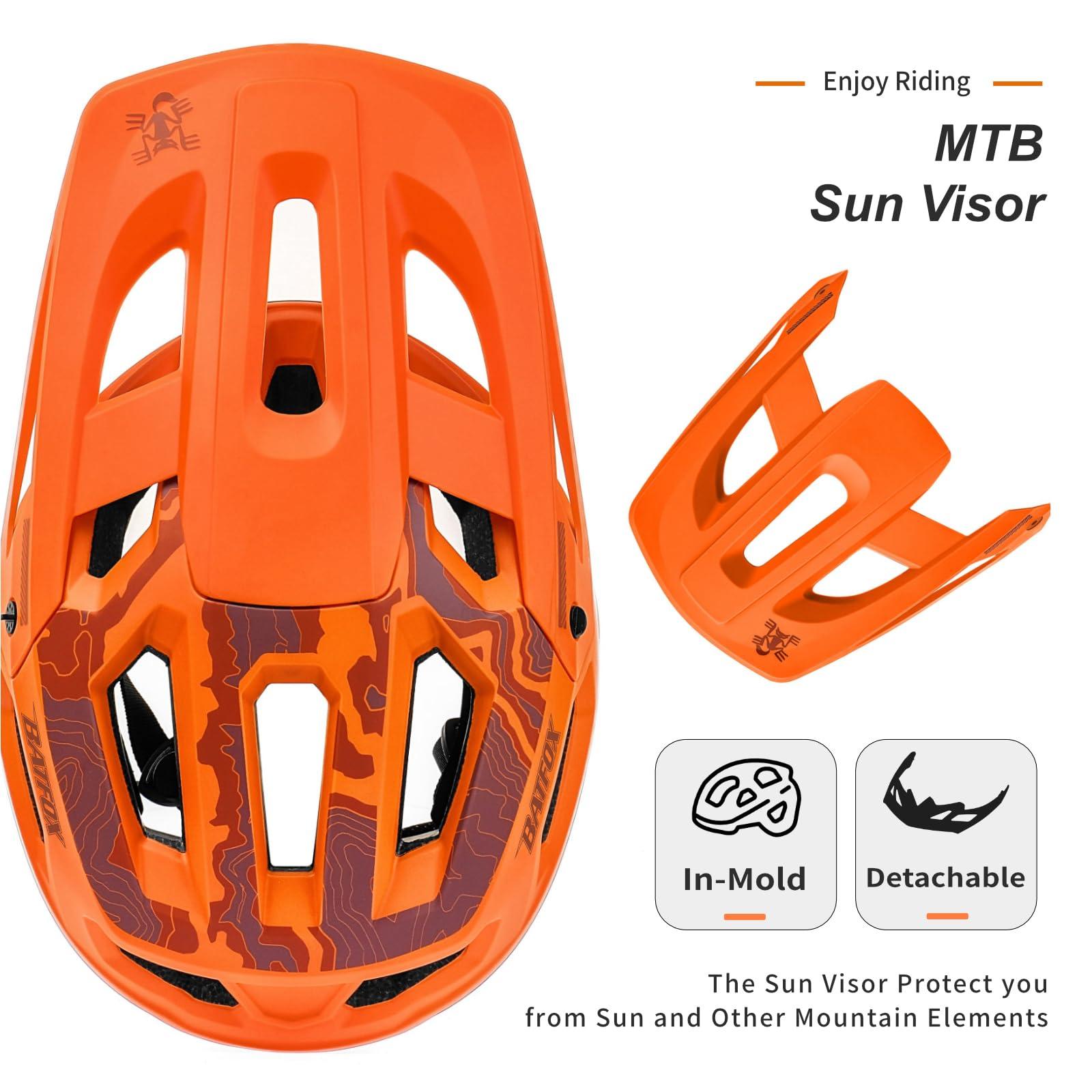 BATFOX BATFOX Bike Helmet Mountain Bike Helmets for Men Women Adults MTB Bicycle Cycling BMX Bike Helmet(Orange,L(55-59CM))