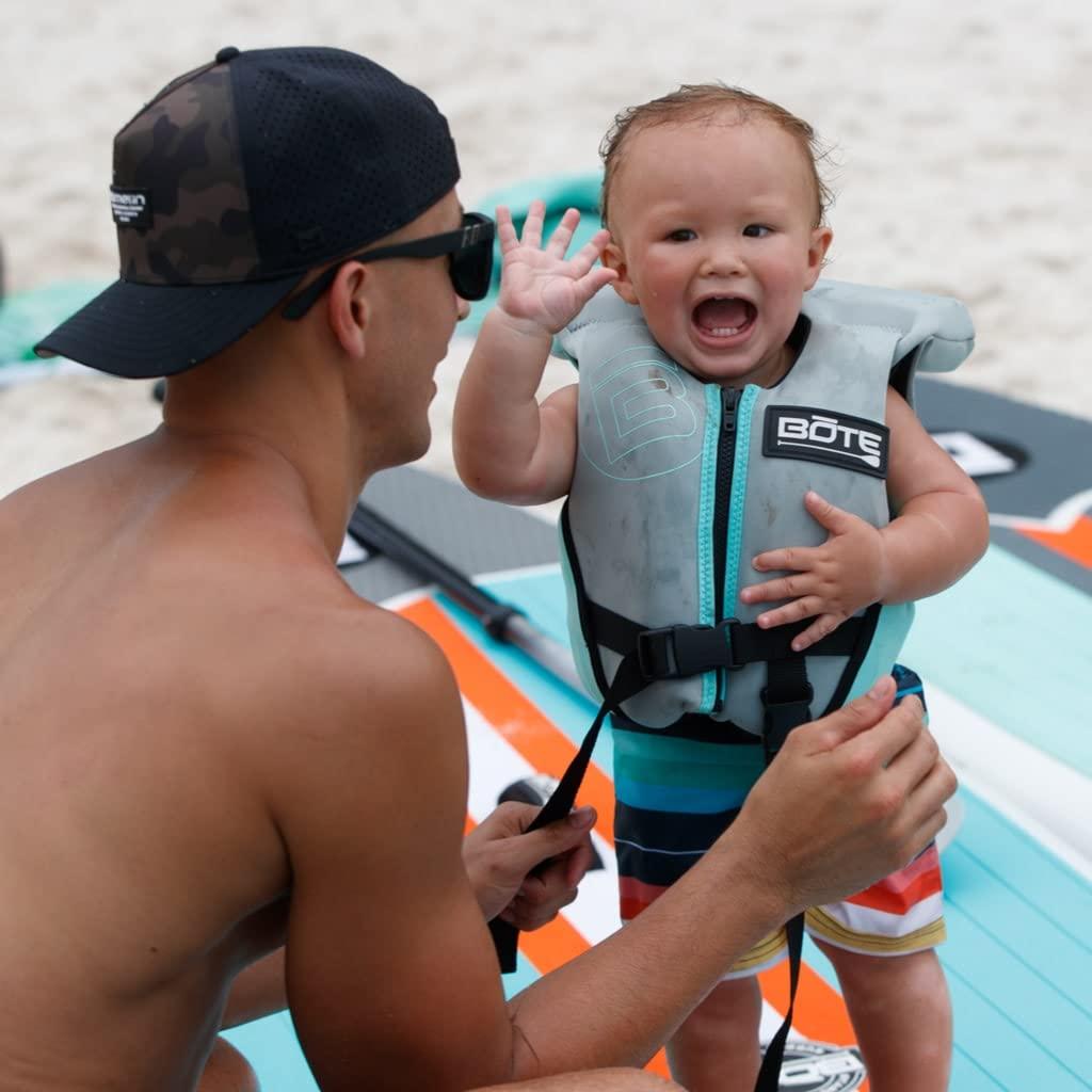 BOTE BOTE Universal Infant Baby Foam PFD 4 Buckle Straps Closure Vest Life Jacket Adjustable Fit for Babies USCG Approved Type II Life Vest fits 0-30 pounds, 0-14 kg
