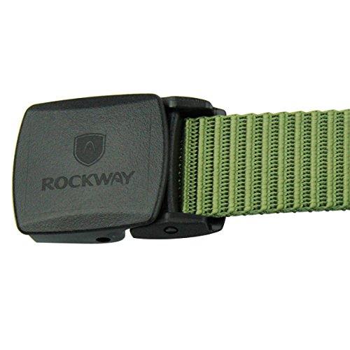 Rockway Rockway Climbing Sturdy Nylon Webbing with YKK POM Plastic Buckle 1.3 Inches Narrow Belt Green (Medium)