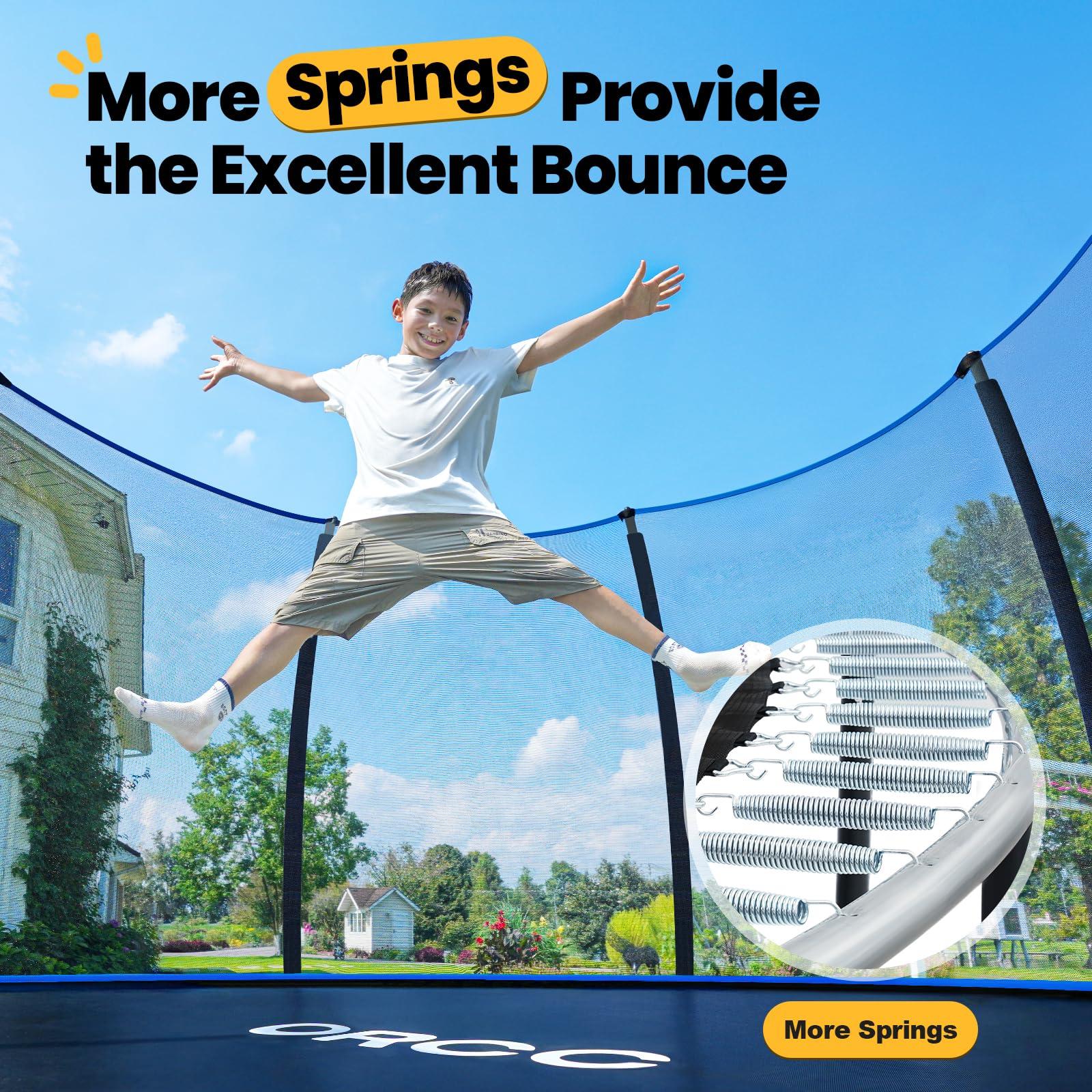 ORCC ORCC 1200LBS Weight Capacity Trampoline 16 15 14 12 10 8 FT for Kids Adults Outdoor Yard Trampolines with Safety Enclosure Net Non-Slide Ladder