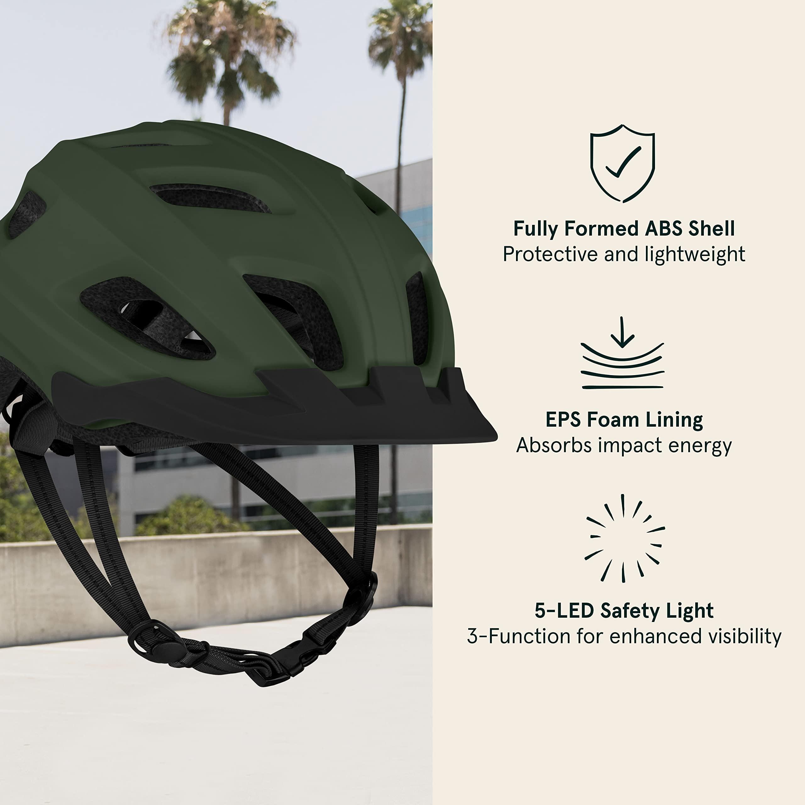 Retrospec Retrospec Lennon Bike Helmet with LED Safety Light Adjustable Dial & Removable Visor - Adjustable Bicycle Helmet for Adult Men & Women