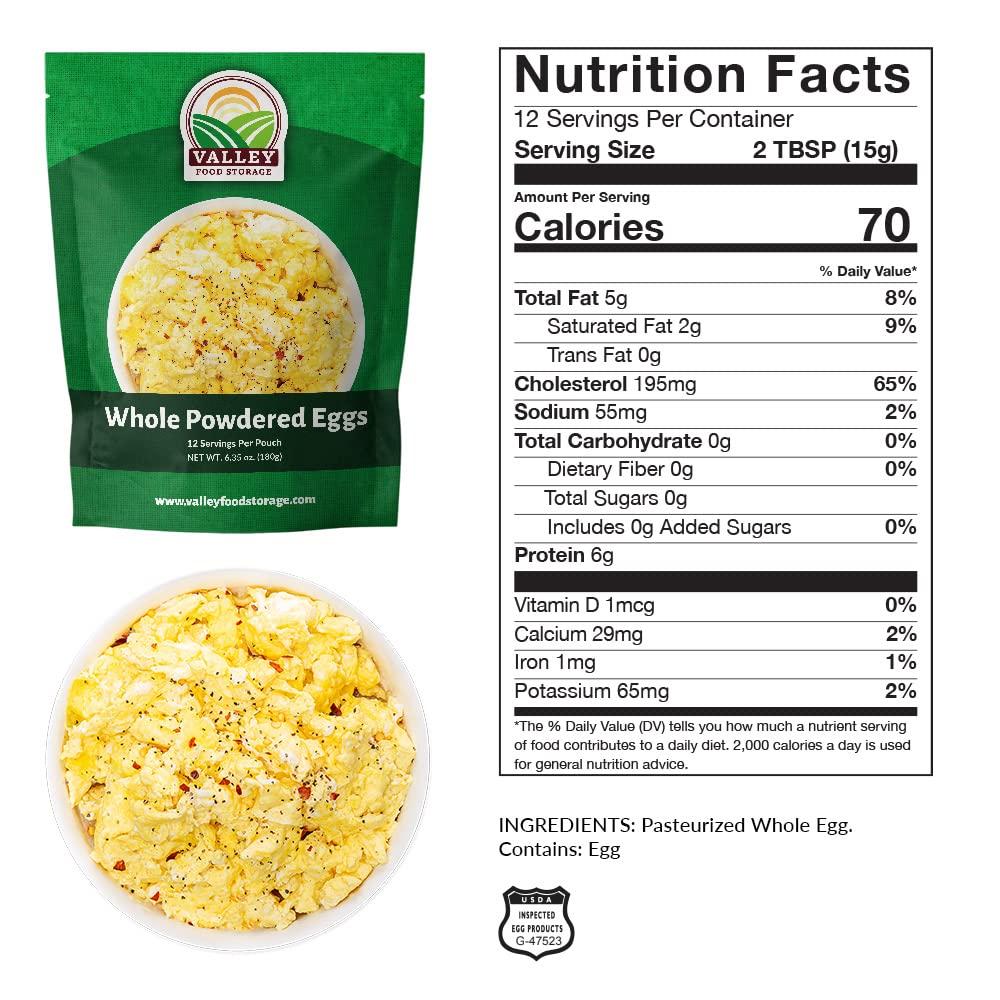 Valley Food Storage Freeze Dried Whole Powdered Eggs 10-Bag Bucket, 63.5 Oz | Premium Emergency Food Supply 25 Year Shelf Life | Non-GMO Prepper Supplies, Survival Food, Off Grid Living Supplies | Valley Food Storage