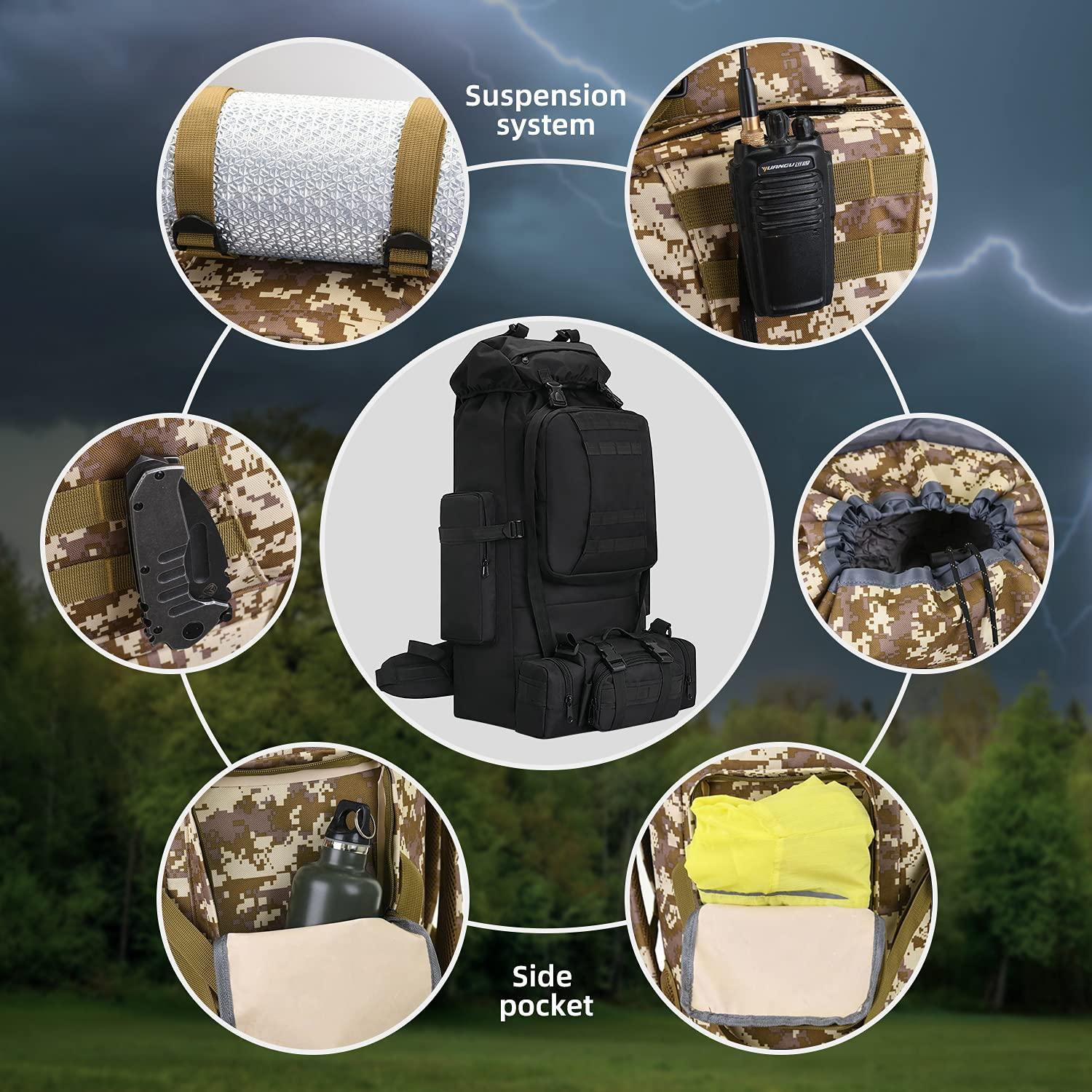 HongXingHai HongXingHai 100L Camping Hiking Backpack,Molle military Tactical rucksack backpack,Waterproof Lightweight Hiking Backpack
