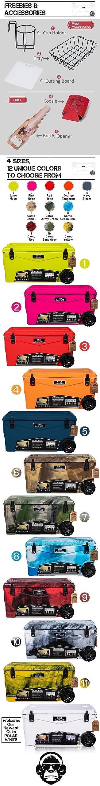 COLD BASTARD COOLERS COLD BASTARD COOLERS 70QTW Rugged+ CAMO Sand Gray Large Wheels Premium Ice Chest Cooler Accessories Free S&H (CB70W-CS)