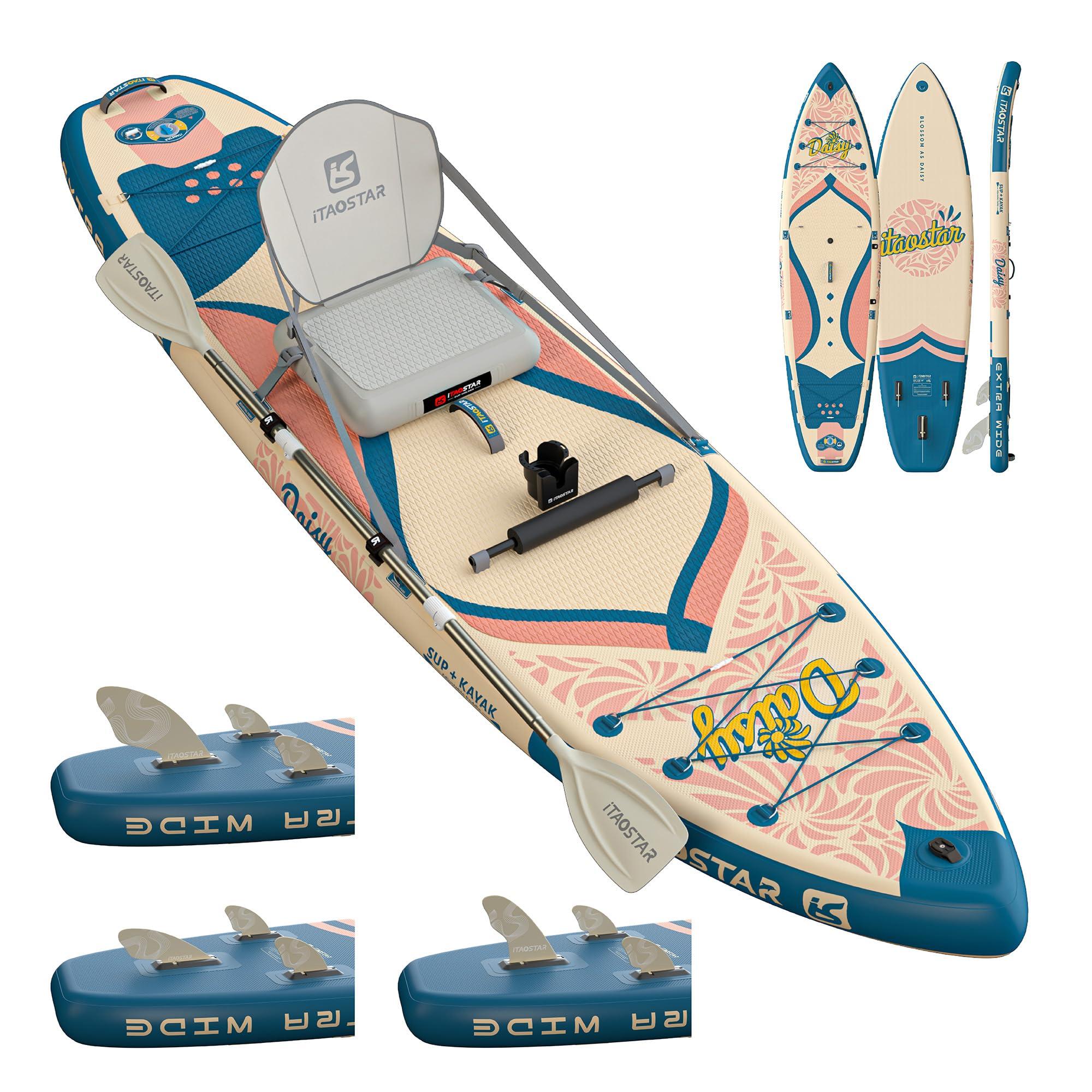 iTAOSTAR iTAOSTAR D03E 34\" Extra Wide Paddle Board for Better Balance, Inflatable Stand Up Paddle Board with Kayak Seat, Inflatable Paddle Boards for Adults of All Skill Levels with Premium SUP Accessories