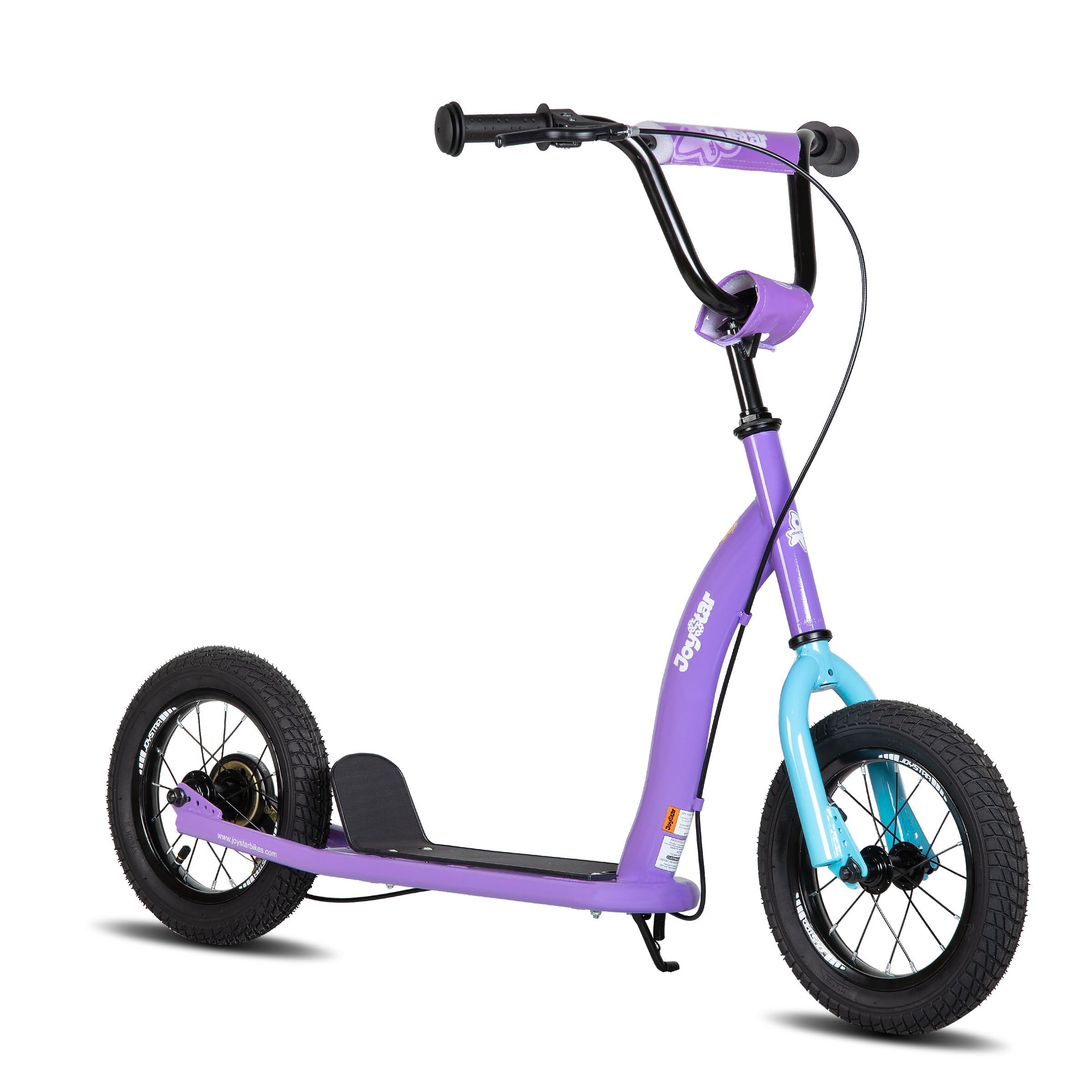 JOYSTAR JOYSTAR Kick Scooter for Kids 5+ Teens & Youth, Lightweight Kids Scooter with Adjustable Handlebar, 2 Wheel Scooter for Boys & Girls, 12" Inflatable Wheels Rear Drum Brakes, Purple