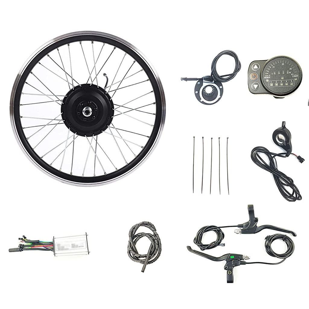 ZYXU ZYXU Electric Bike Conversion Kit, 36V/48V 350W 16" 20" 24" 26" 28" 700C E-Bike Conversion Kit KT-900S Conversion Waterproof Kit Bike Hub Motor Conversion Kit,48v350w/front Wheel,24