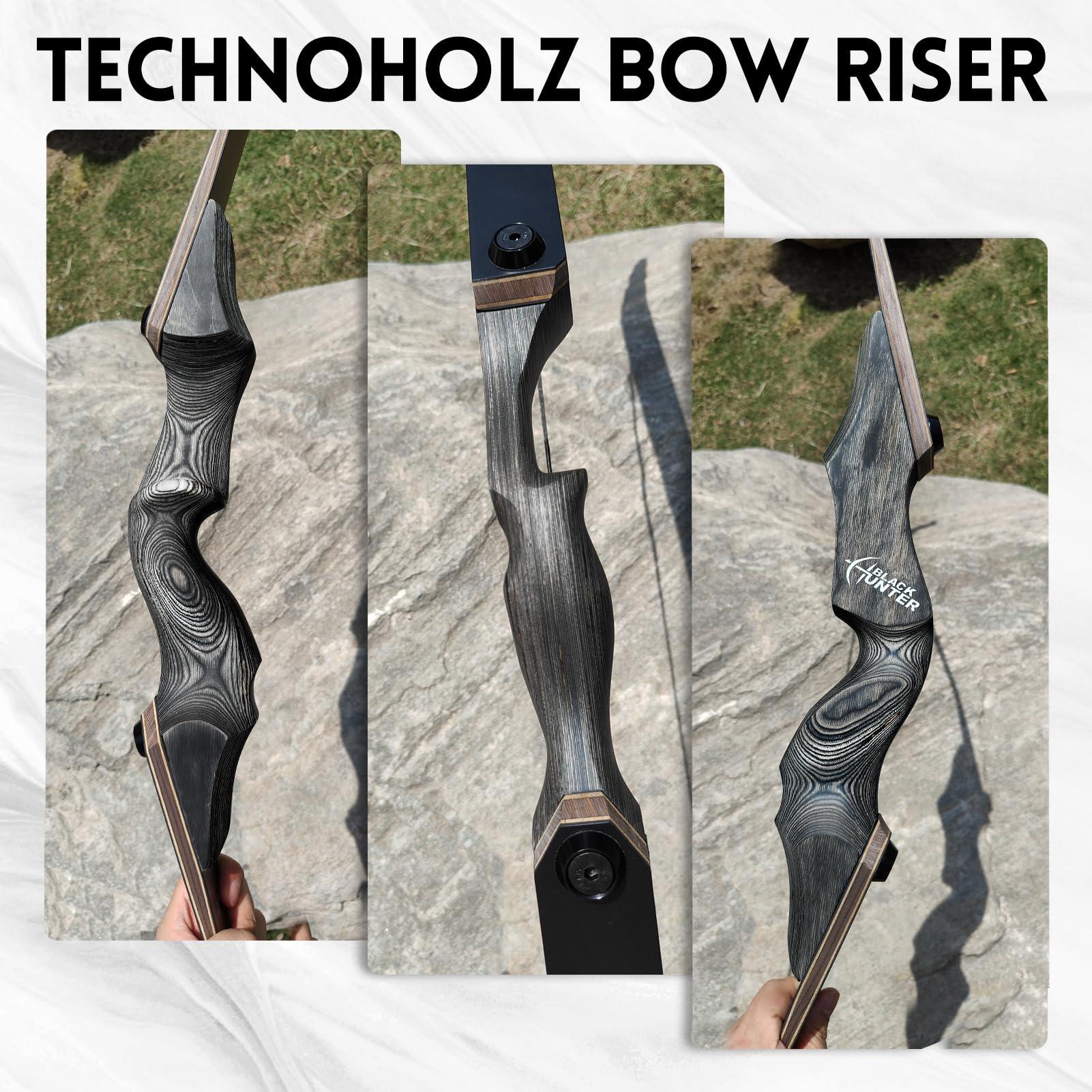 Obert Obert Original Black Hunter Takedown Recurve Bow 60inch with Bamboo Core Limbs Archery Hunting Target Practice