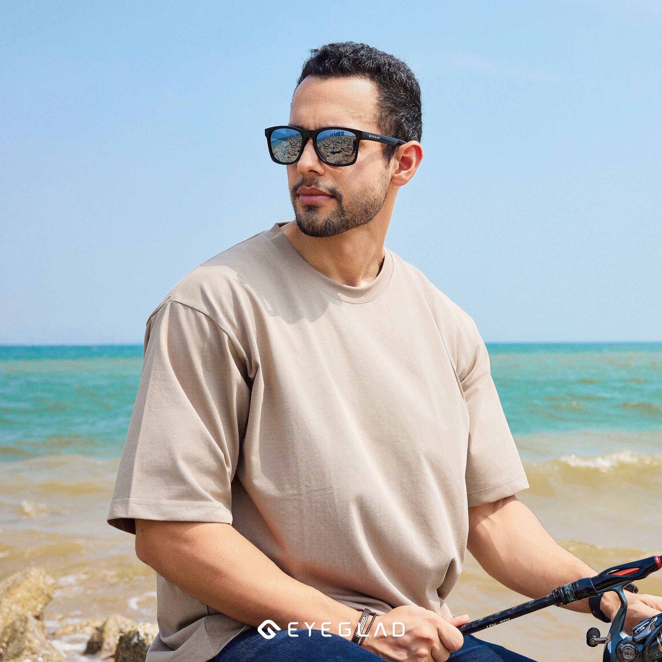 EYEGLAD EYEGLAD SUNWAVE Ultra-lightweight Design Lifestyle Sunglasses Outdoor Fishing Polarized UV400 Protection Men Women Running Sports (Onyx Black)