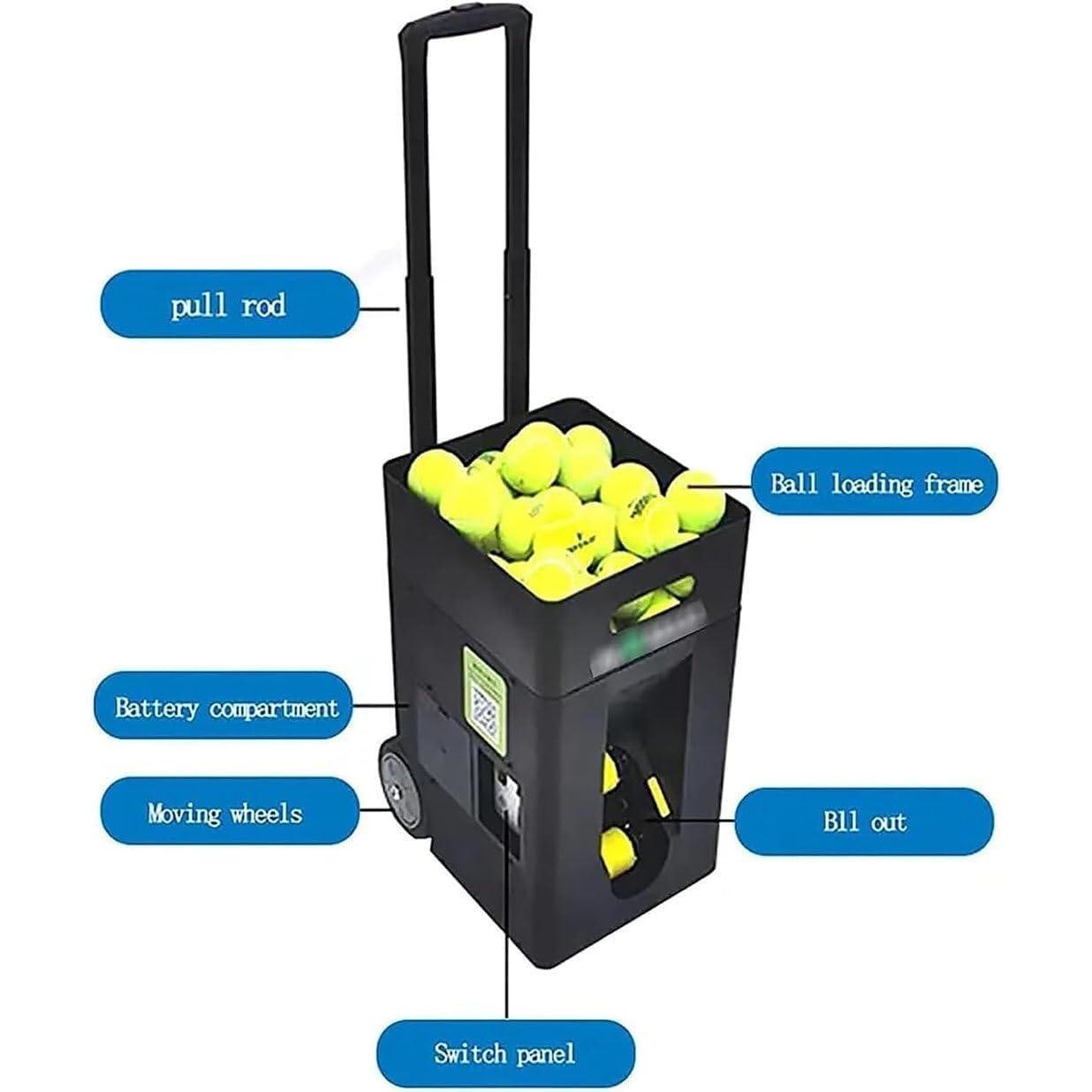 MAHWER MAHWER Portable Tennis Ball Machine, Automatic Tennis Ball Launcher, Adjustable Angle, Speed, Rotation, for Beginners Solo Training Sports, 50 Large Capacity