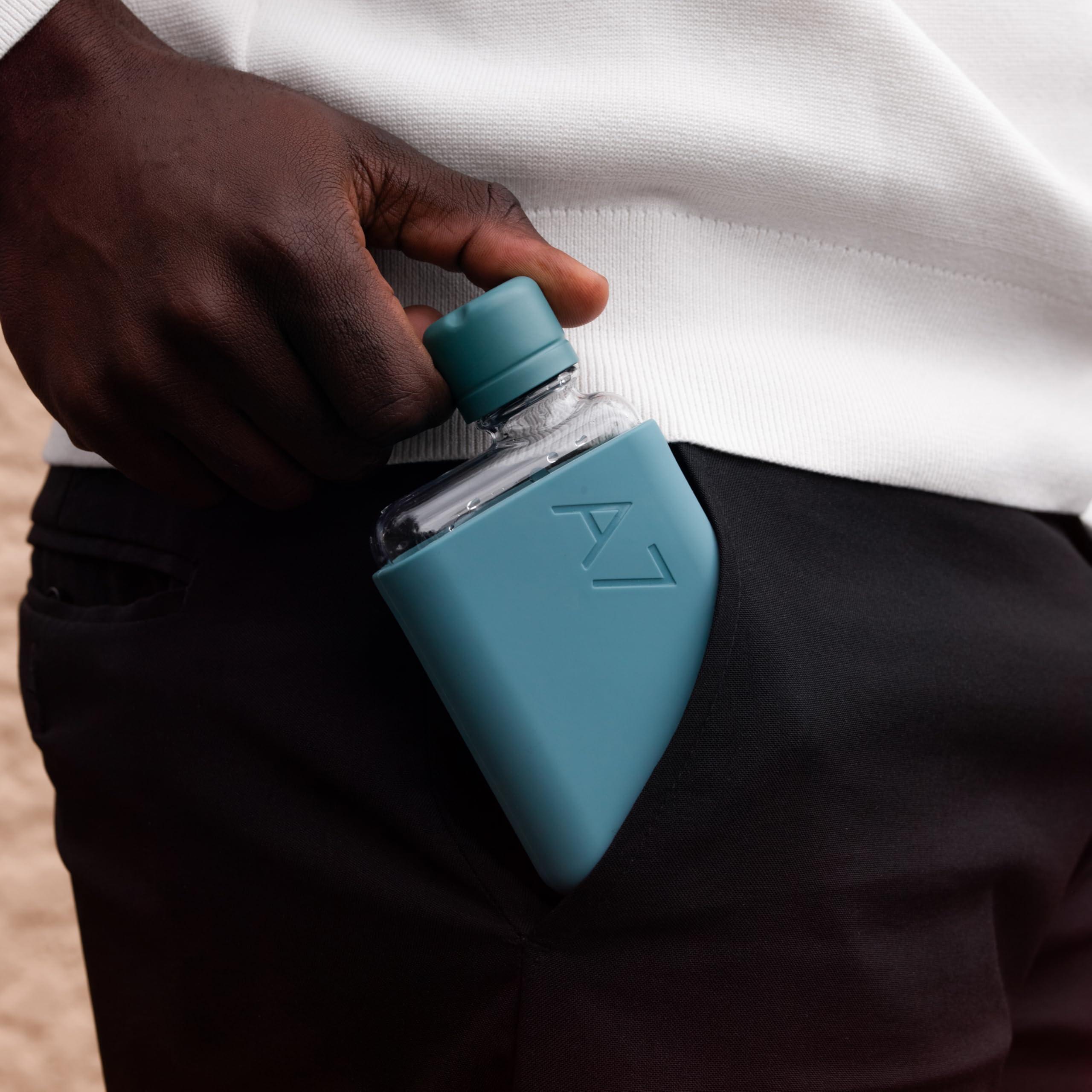 memobottle memobottle A7 (Sea Mist) Bundle - 6oz (180ml) - Bottle, silicone sleeve & lid | Compact Flat Bottle for Bags & Pockets | BPA Free Tritan | Modern & Minimalist | For Gym, Work & Travel