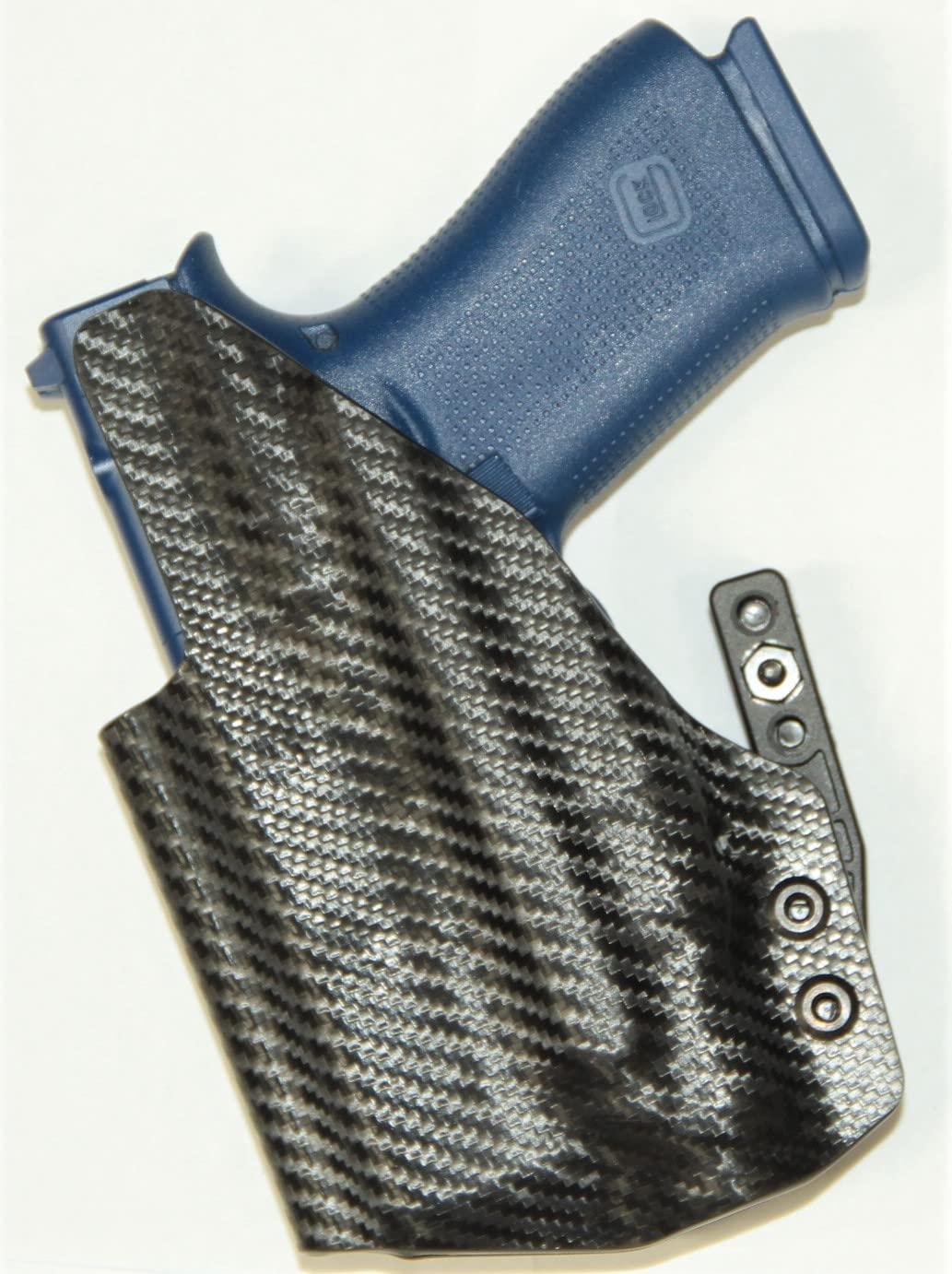 NineFit Basics REVKEL Custom Kydex Molded IWB Holster Compatible with Sig Sauer P365X Macro w/Streamlight TLR7 SUB with Modwing Claw. Left Hand Draw. Black Carbon Fiber, Hand Crafted in Texas, USA.