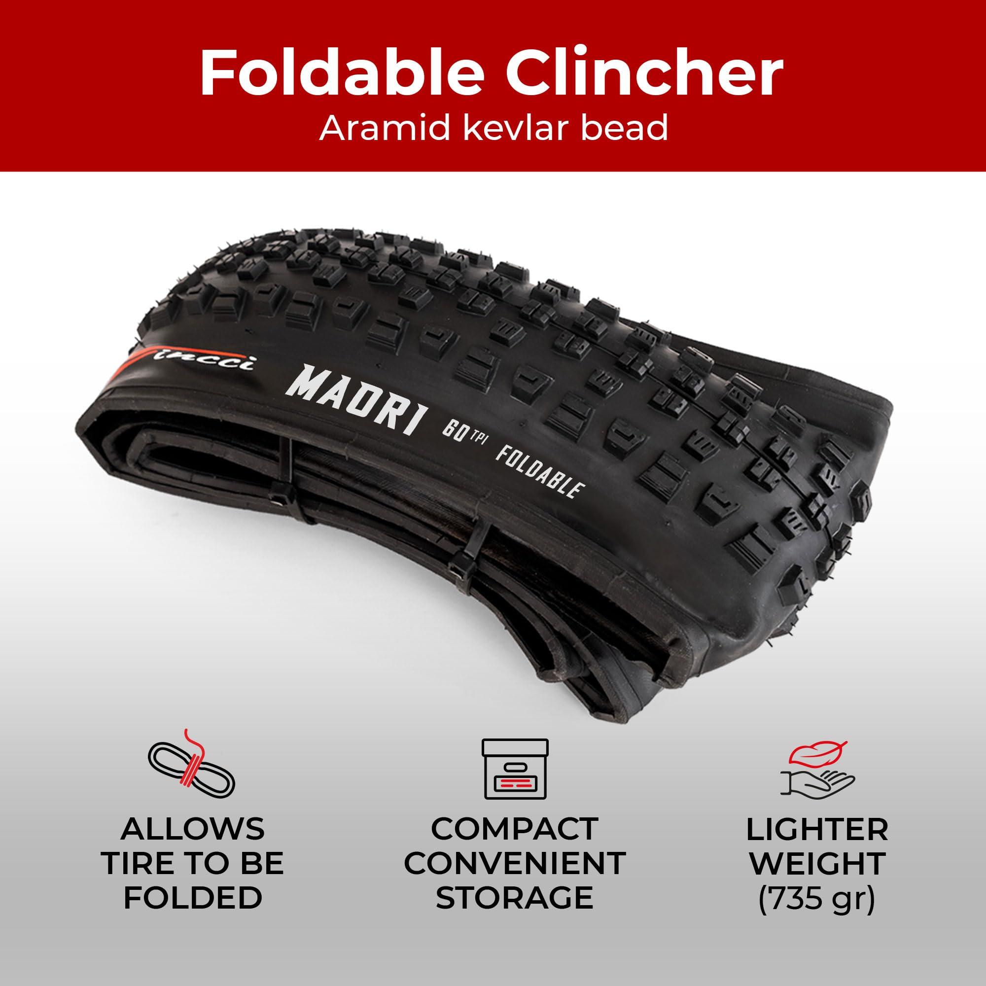 Fincci Fincci Maori Pair 27.5 x 2.35 Foldable Mountain Bike Tire 60-584 60 TPI with Nylon Protection for Mountain Enduro MTB Hybrid Bicycle - Pack of 2 27.5x2.35 Inch Tires