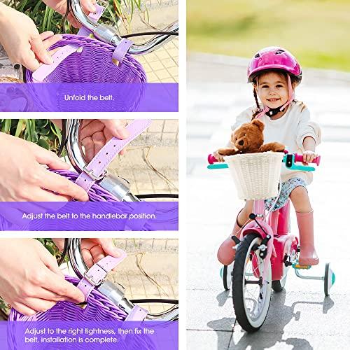 ANZOME ANZOME Kids Bike Basket, Bike Basket for Boy and Girl, Waterproof Plastic Woven Children\'s Bicycle Basket, Suitable for Most Children\'s Bicycles and Kids Tricycles