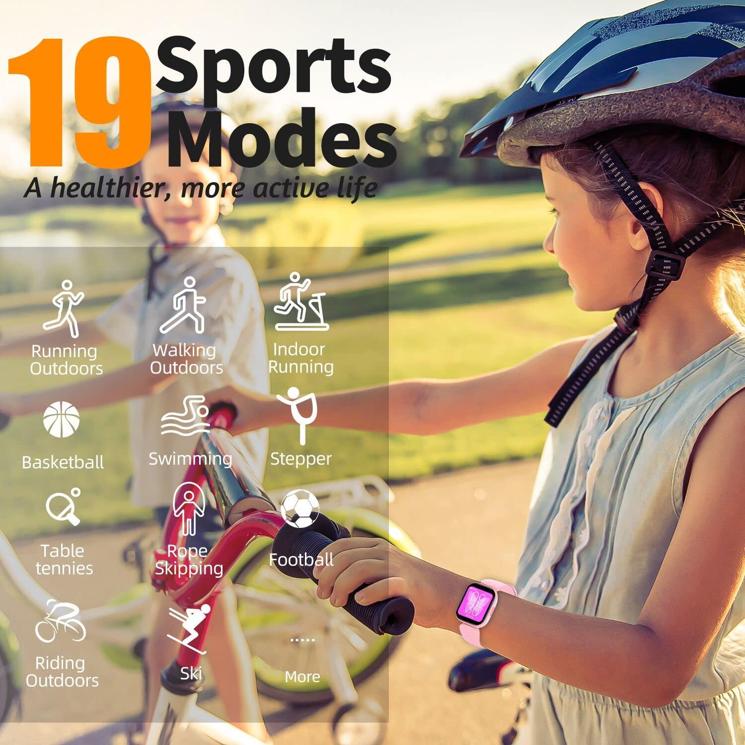 HOOMOON HOOMOON Kids Fitness Activity Tracker Watch, 1.4" DIY Watch Face IP68 Waterproof Kids Smart Watch with 19 Sport Modes, Pedometers, Sleep Tracking, Great Gift for Boys Girls Teens 6+