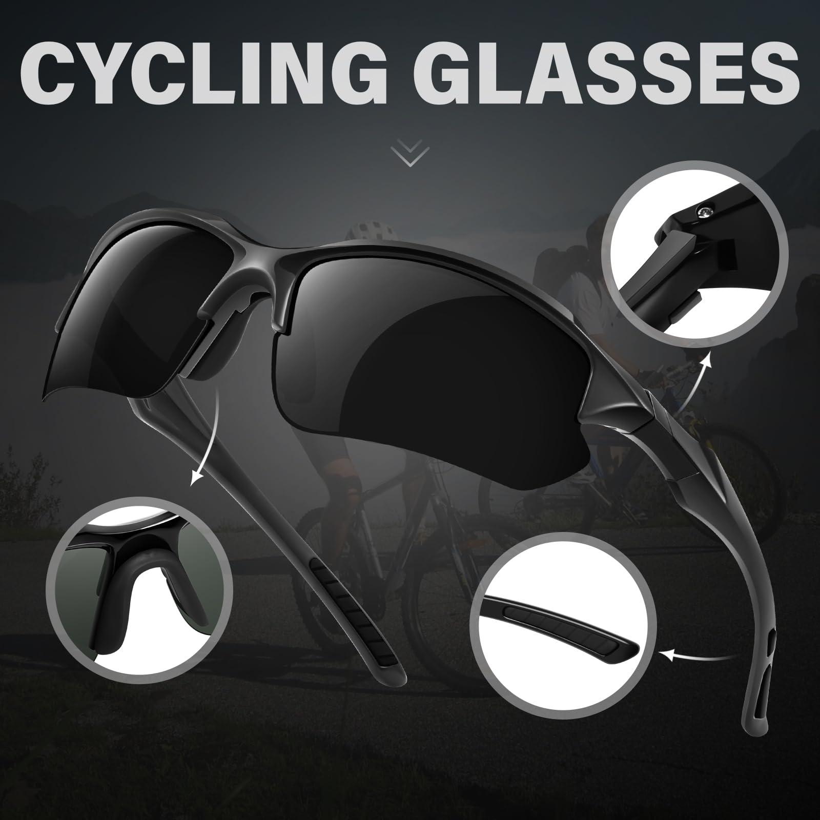 DioKiw DioKiw 3PACK Sports Polarized Sunglasses for Men Cycling Running Fishing UV400 Protection Sun Glasses Lightweight Half Frame Goggles
