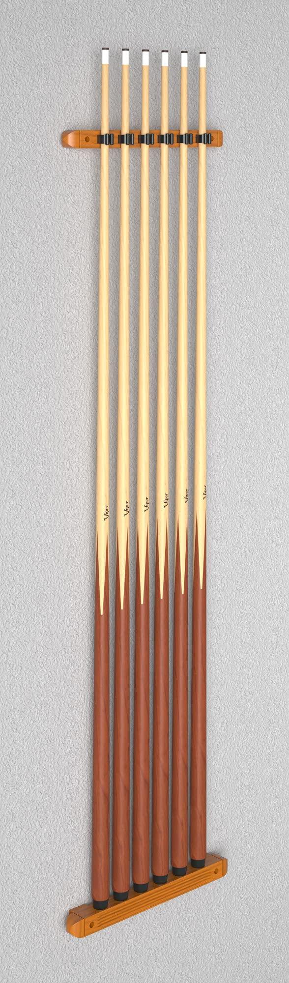 Fat Cat Fat Cat 2-Piece Wall Mounted Hardwood Billiard/Pool Cue Rack, Holds 6 Cues