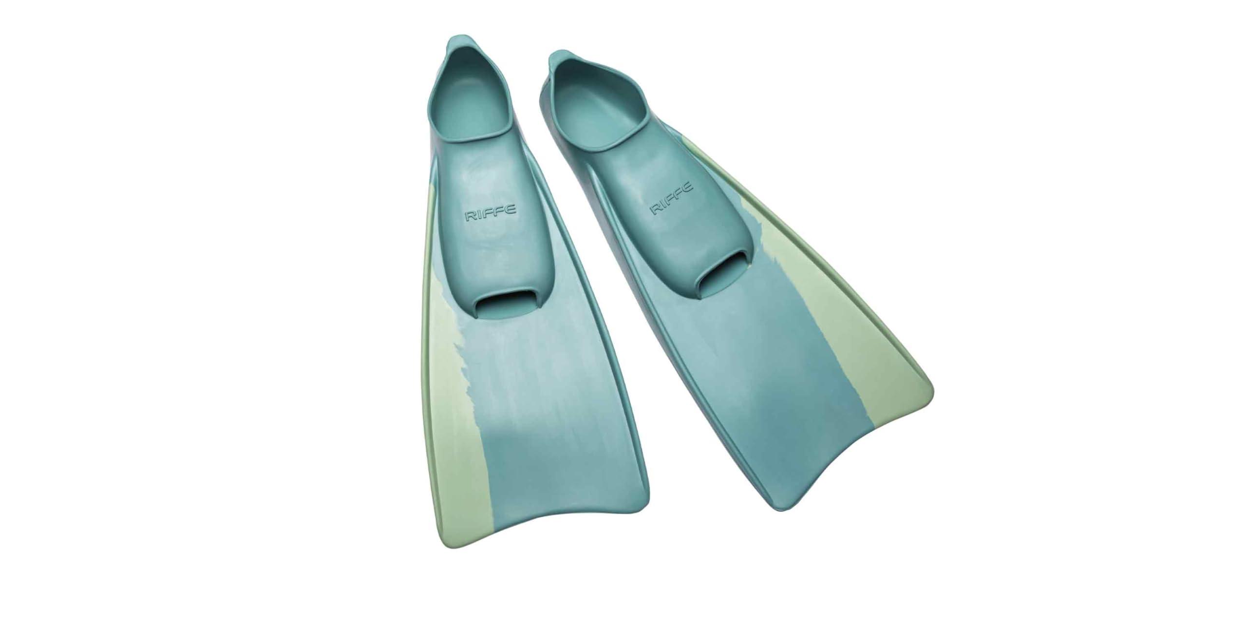 Riffe Riffe Kicks Rubber Swim Fins (Blue Mint, 43/44 (10-11))