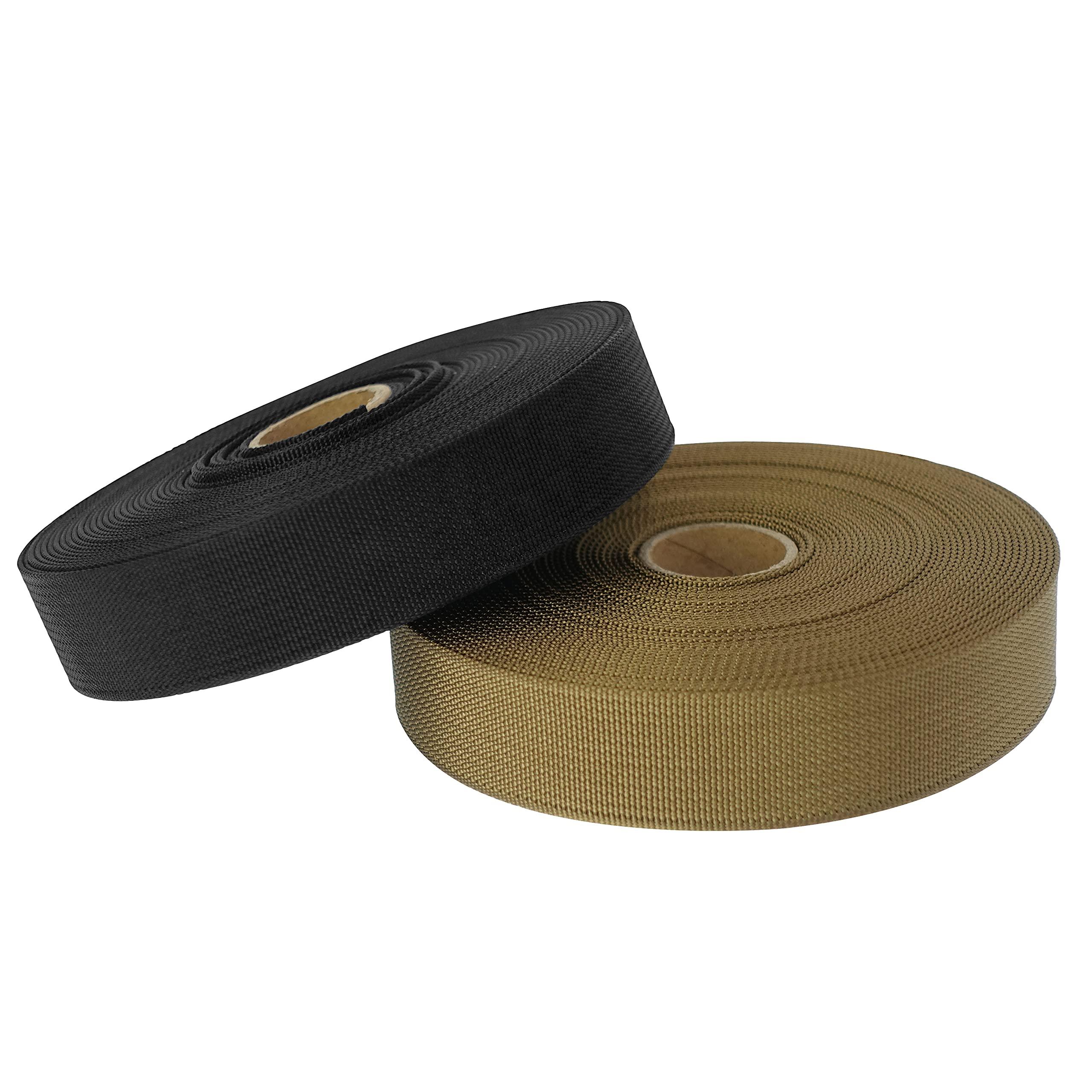 GM CLIMBING GM CLIMBING MIL-W-17337 Nylon Webbing Flat MilSpecs 1200Lbs for Tactical Goods, Backpack Straps, Loops, Slings, PALS MOLLE Webbing Adapter 1 inch x 30Ft / 10 Yards Ranger Green