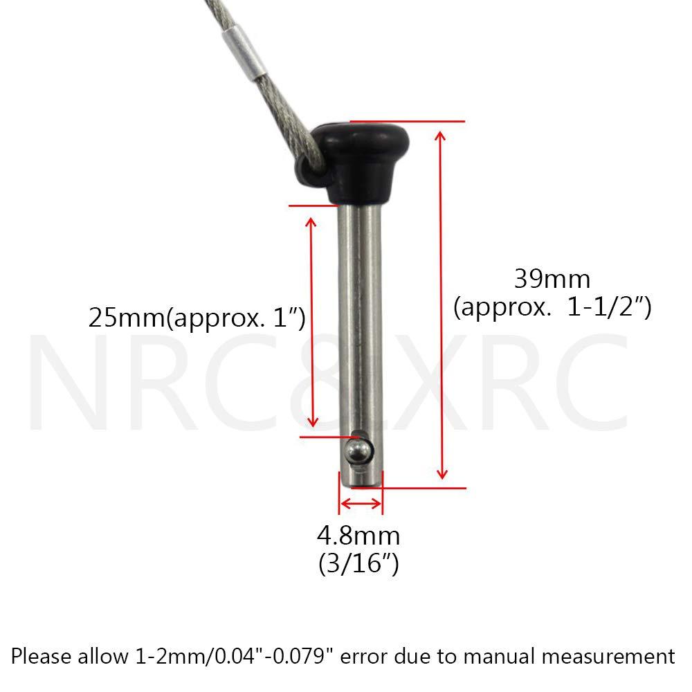 NRC&XRC Stainless Bimini top Dia 3/16\" Pull pins Length 1.5\", Usable Length 1\", Bimini Top Pin, Marine Hardware Bimini Top Pin, Marine Hardware 6 Pack