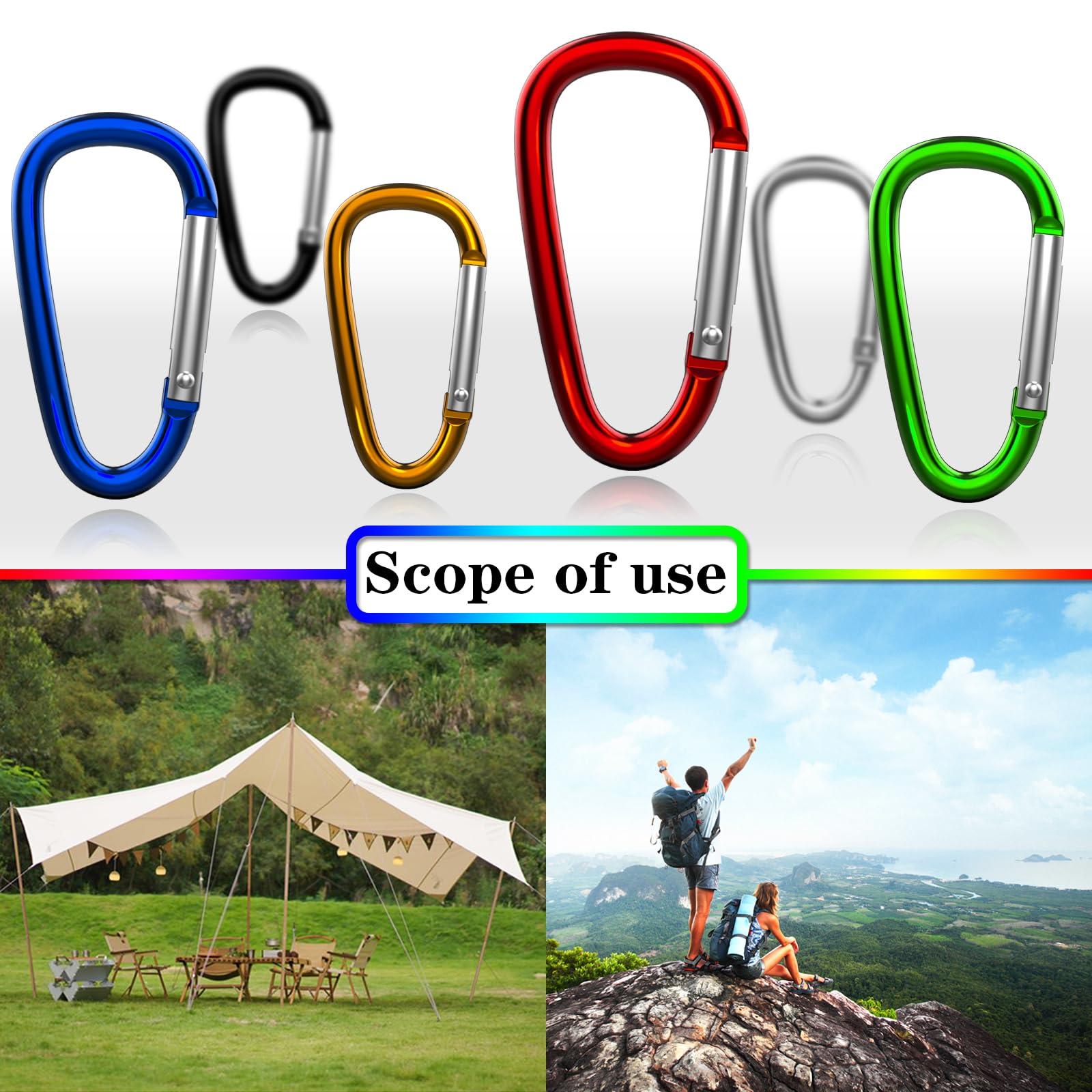 XIECHANEE XIECHANEE 30PCS 2\" Carabiner Clips, Small D Shape Carabiner Clips with Key Rings and Wire Keychain Cable, Multicolor