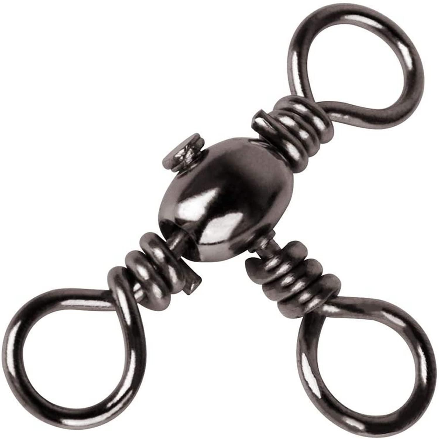 Zikablle Zikablle 50pcs Three Way Barrel Fishing Swivels T Cross Triple Rolling Fishing Swivel Connector (50pcs 4#)