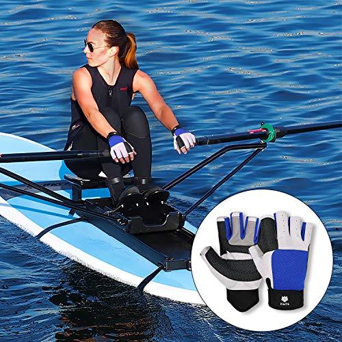 FitsT4 Sports FitsT4 Sailing Gloves 3/4 Finger and Grip Great for Sailing, Yachting, Paddling, Kayaking, Fishing, Dinghying Water Sports for Men and Women Blue M