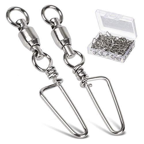 AMYSPORTS AMYSPORTS High Strength Fishing Snap Swivels Ball Bearing Swivels Stainless Fishing Swivels Saltwater Corrosion Resistance Barrel Swivel for Freshwater Fishing 25pcs 180lbs