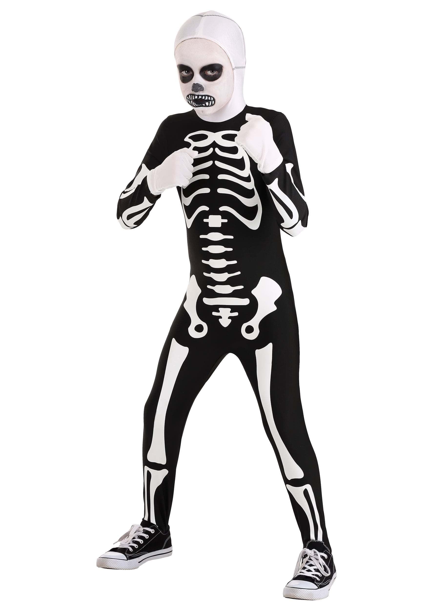 Fun Costumes Authentic Karate Kid Skeleton Suit | Kids Jumpsuit Costume With Printed Bones, Hood and Gloves | Halloween Outfit