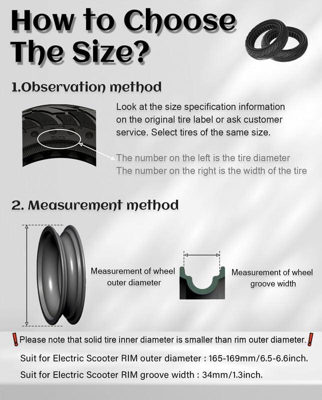 GLDYTIMES GLDYTIMES 8.5 x 2.0 Inches Electric Scooter Gotrax Tire 50/75-6.1 Solid Tire Fit for Gotrax Gxl V2/XR Apex Xl~Hiboy S2 Max Pro~Hover 1~AOVOPRO ES80~Xiaomi, 8 1/2" Tyre Anti-explosion Replacement Wheel