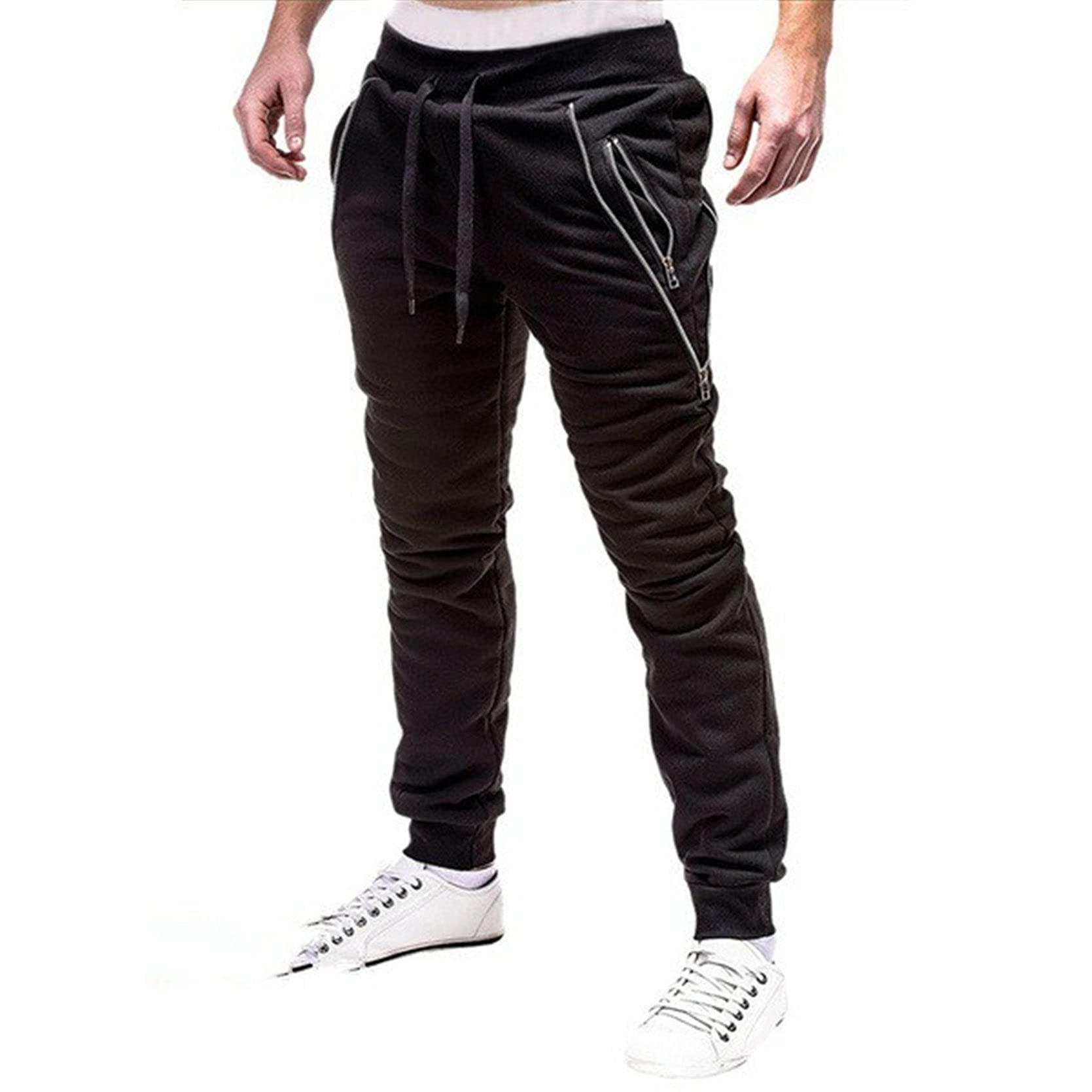 Generic NO.1 Men\'s Tapered Gym Jogger Pants Workout Athletic Fitness Training Sweatpants Jogging Lounge Track Pants (X-Large,Black)
