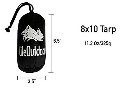 LiteOutdoors LiteOutdoors Silnylon Tarp - 11.6 Oz. - Ultralight Backpacking Tarp or Hammock Tarp (Grey, 8\' x 10\')