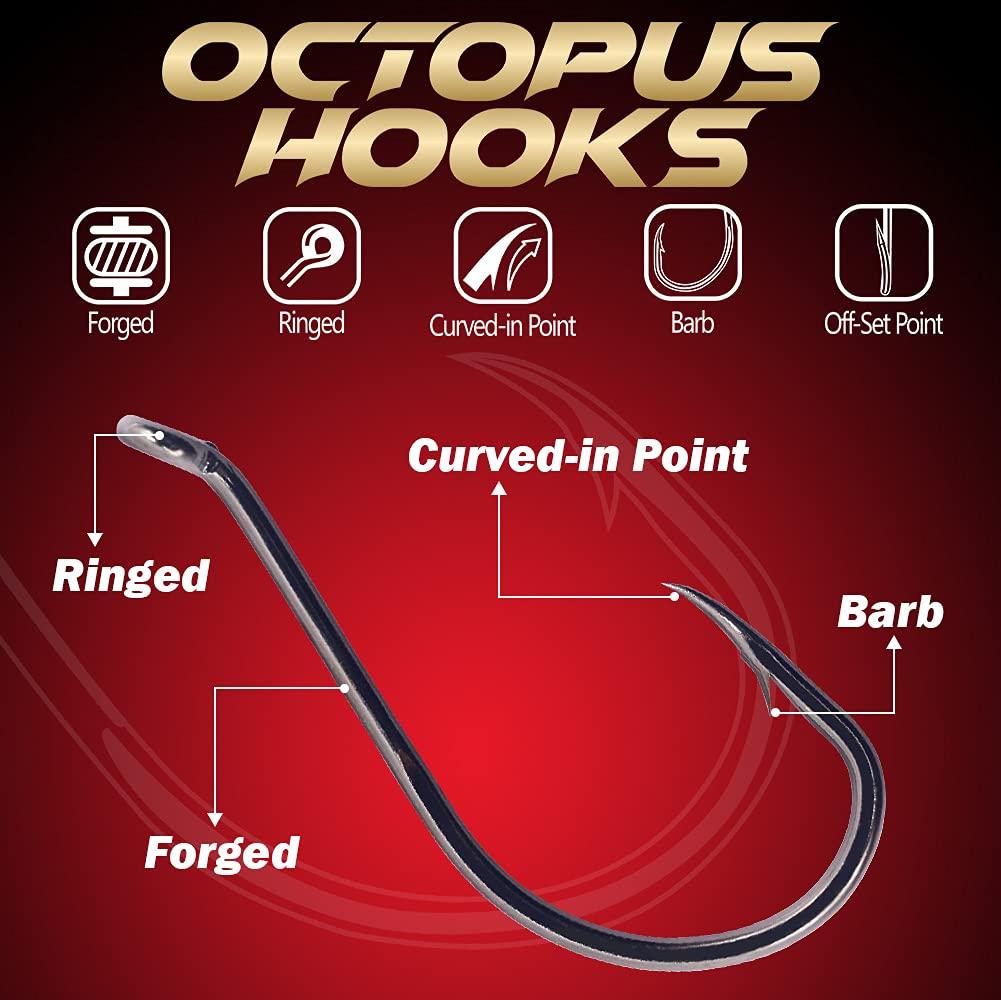 XFISHMAN XFISHMAN Octopus Hook - Circle Hooks - Freshwater & Saltwater - 6/0 Size - 50 Pack - Black